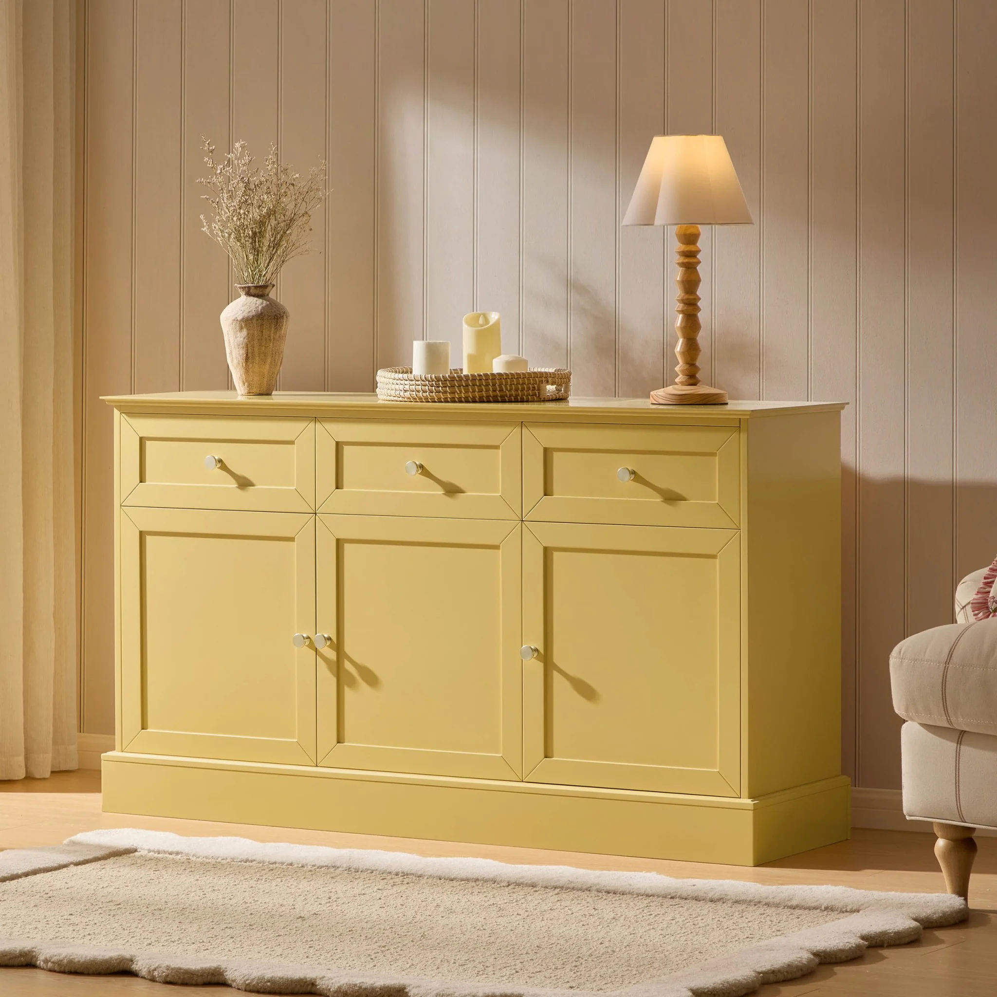 Ruby 3 Door Sideboard with Drawers - Butter - Image 2