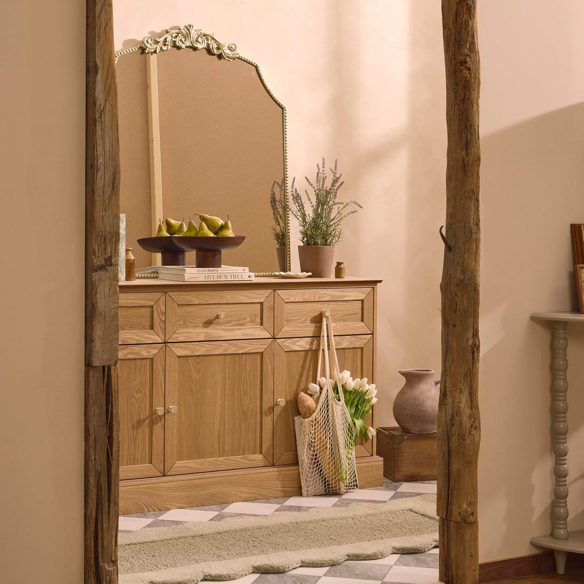 Ruby 3 Door Sideboard with Drawers - Light Wood - Image 3