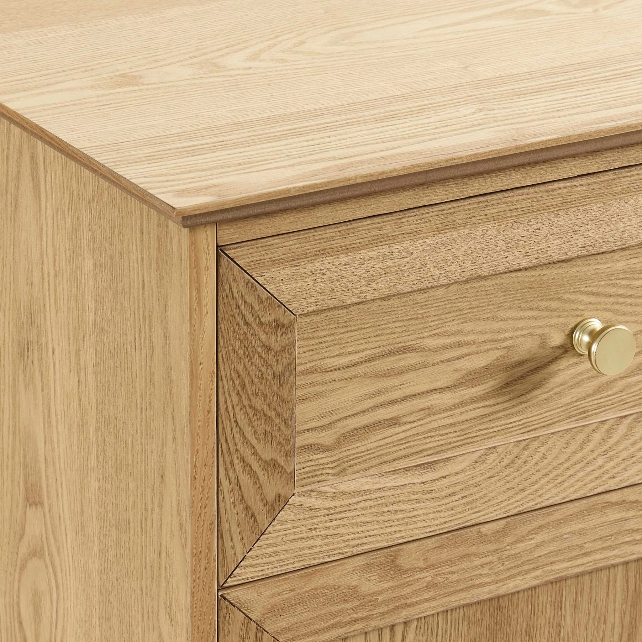 Ruby 3 Door Sideboard with Drawers - Light Wood - Image 4