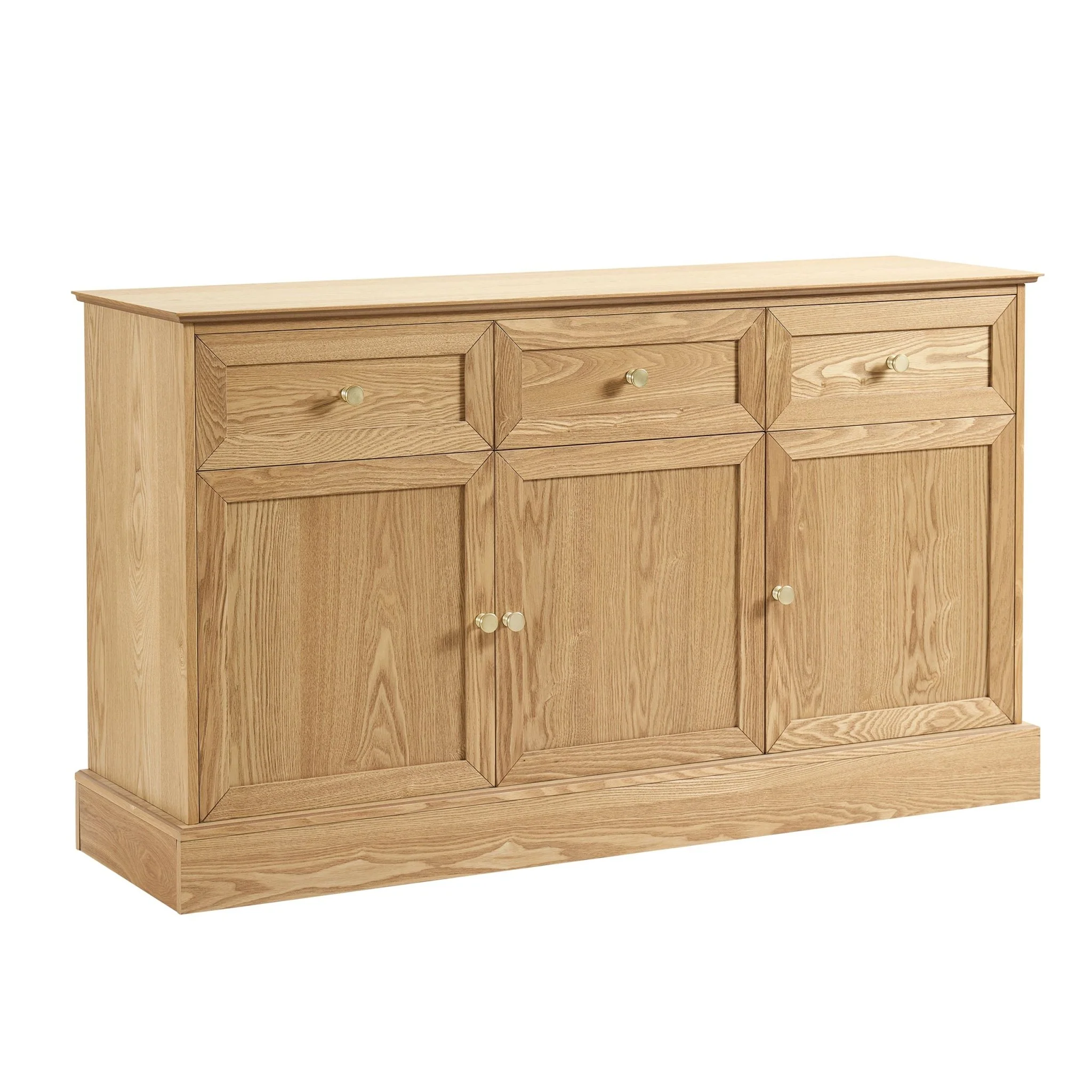 Ruby 3 Door Sideboard with Drawers - Light Wood - Image 6