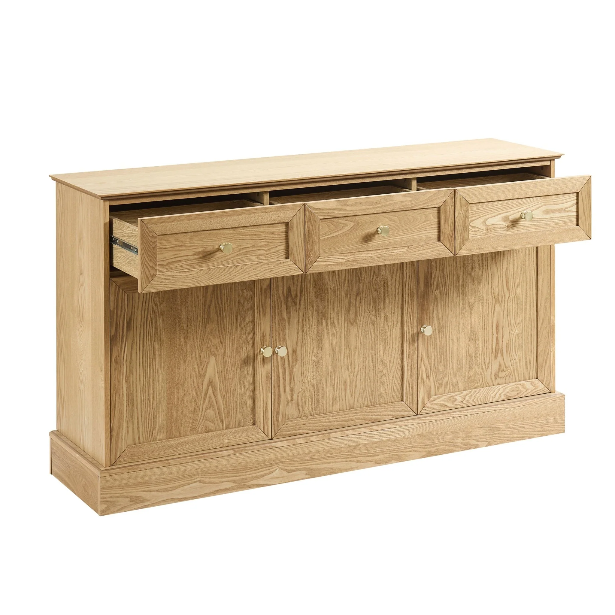Ruby 3 Door Sideboard with Drawers - Light Wood - Image 7