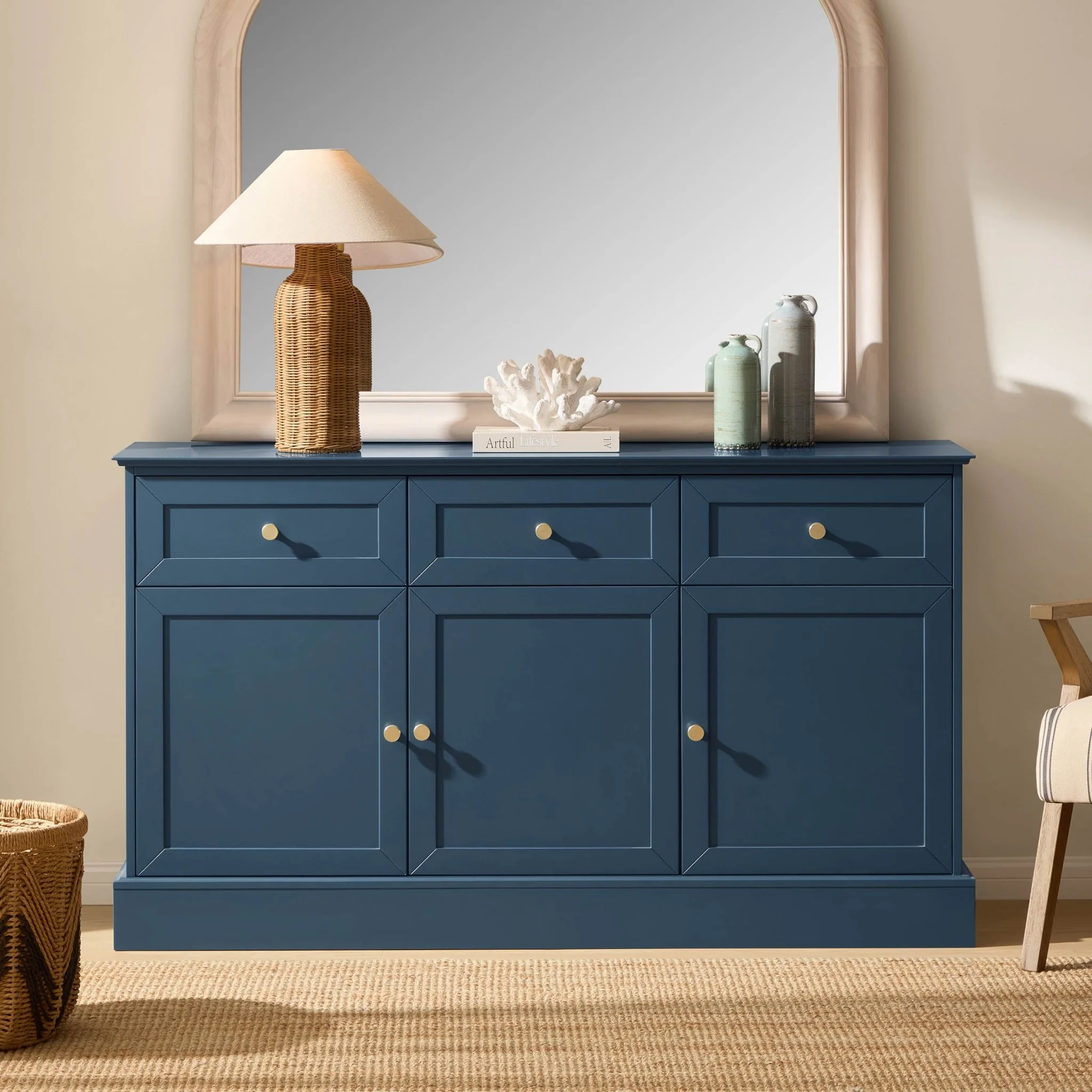 Ruby 3 Door Sideboard with Drawers - Teal