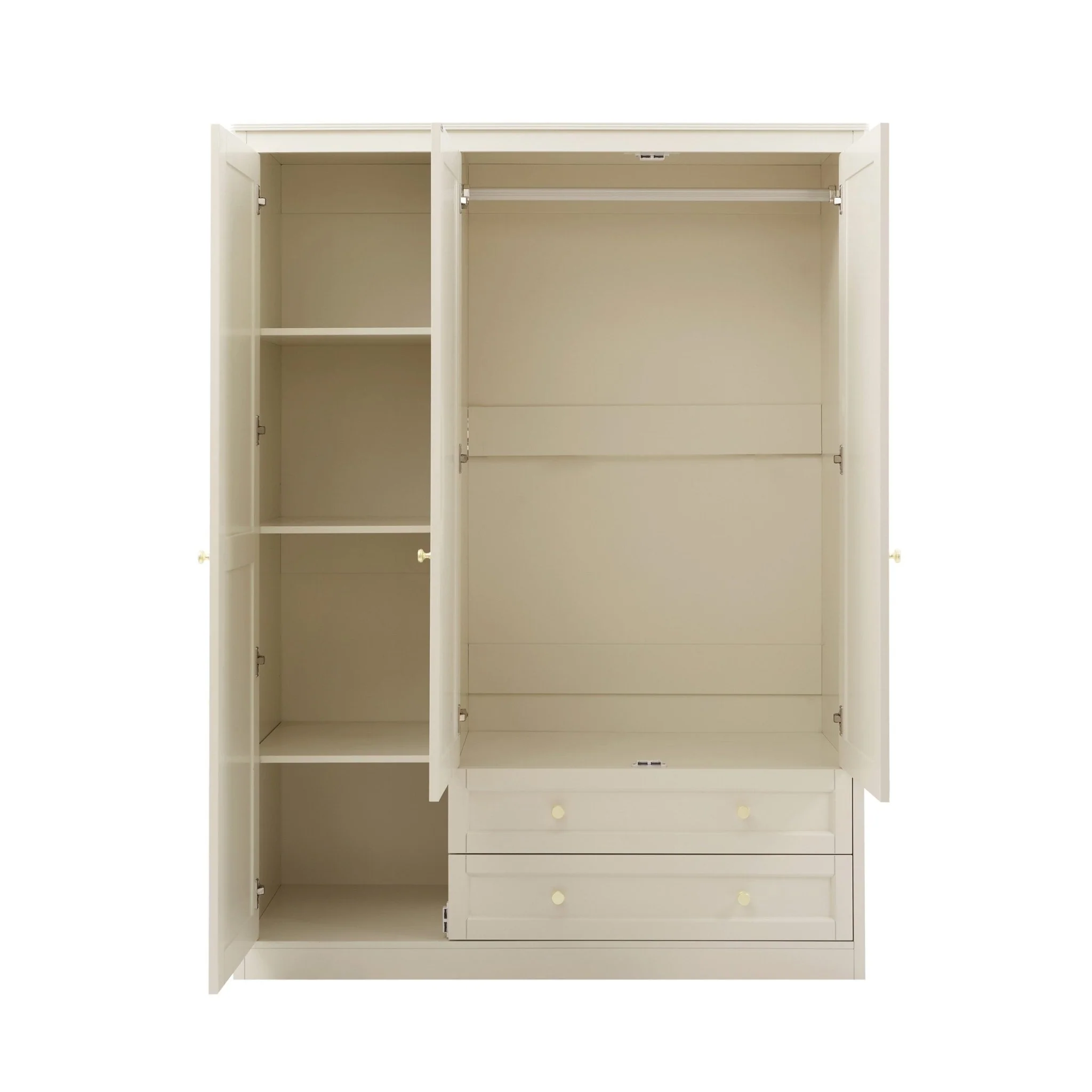 Ruby 3 Door Wardrobe with Drawers - Cream - Image 4