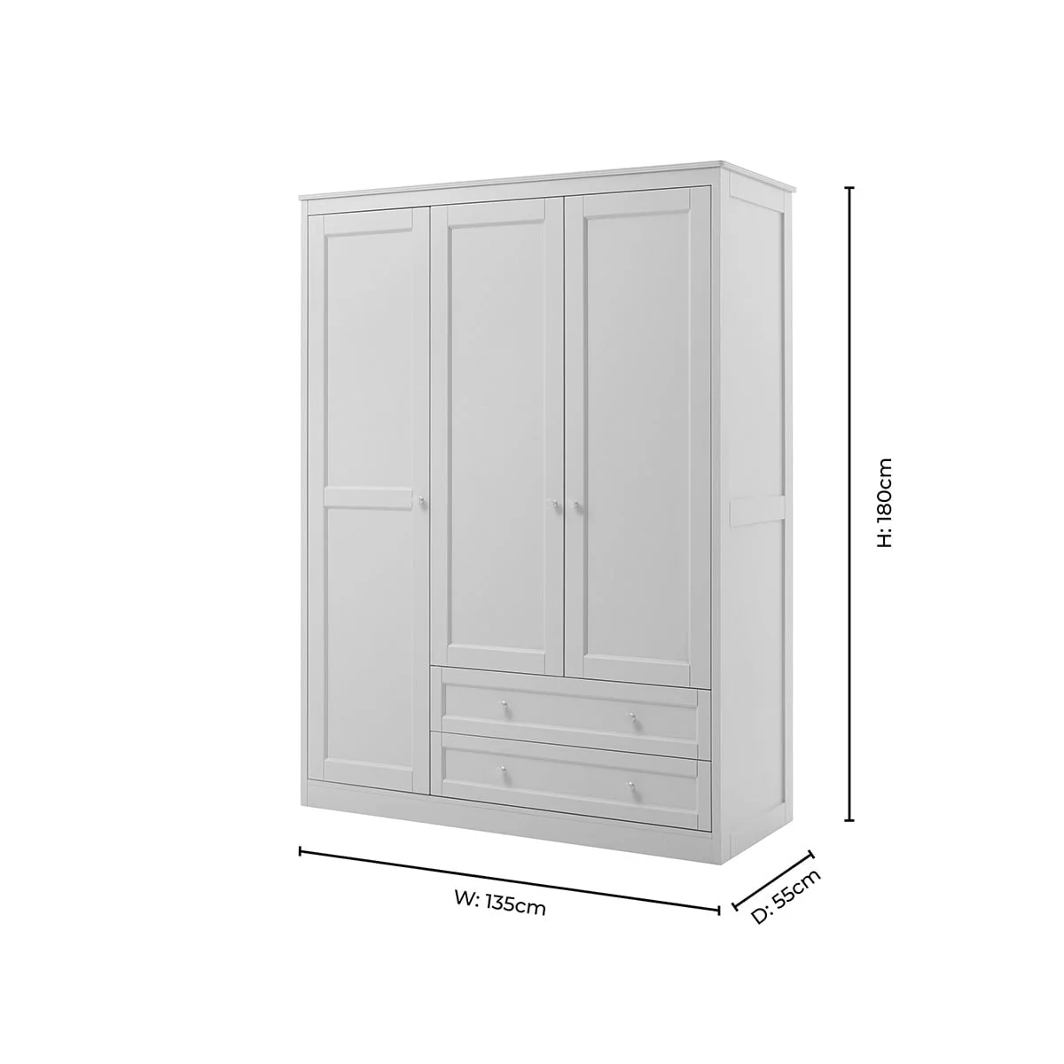 Ruby 3 Door Wardrobe with Drawers - Taupe - Image 7