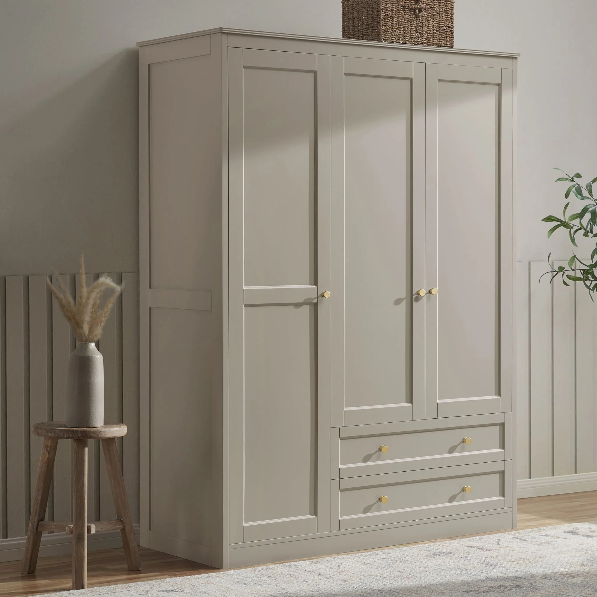 Ruby 3 Door Wardrobe with Drawers - Taupe