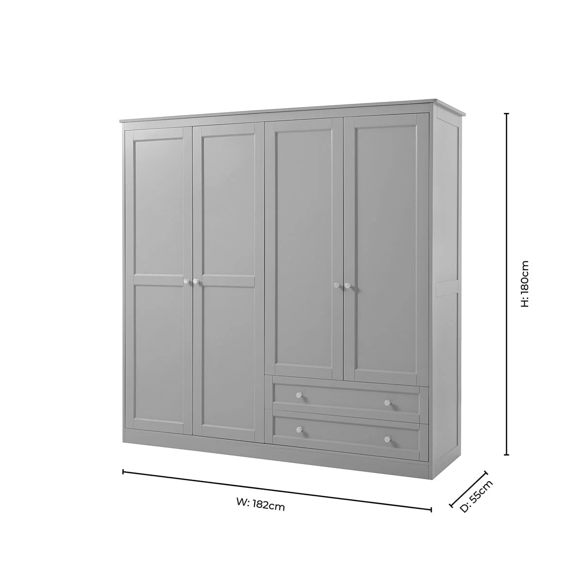 Ruby 4 Door Wardrobe with Drawers - Taupe - Image 8