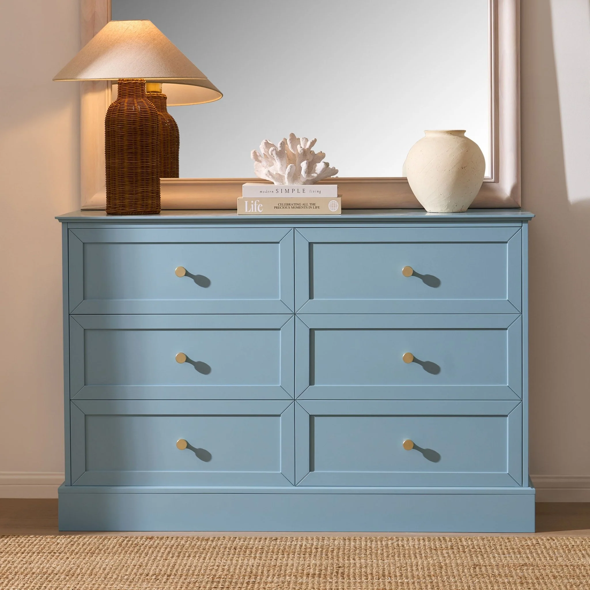 Ruby 6 Drawer Chest - Sky Blue