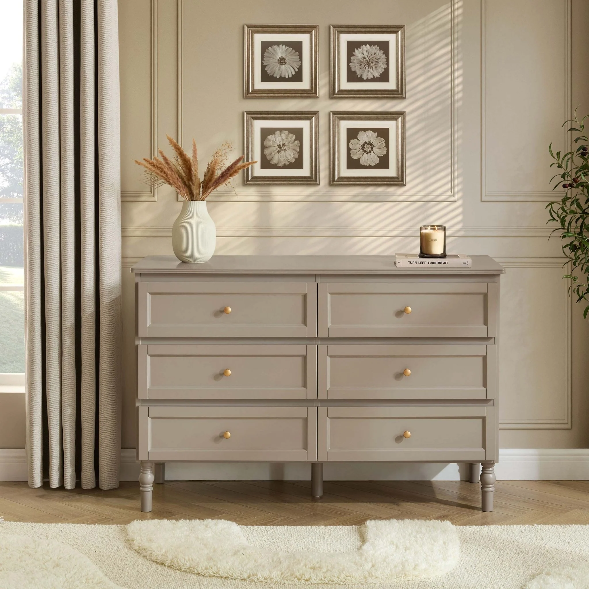 Ruby 6 Drawer Chest - Taupe