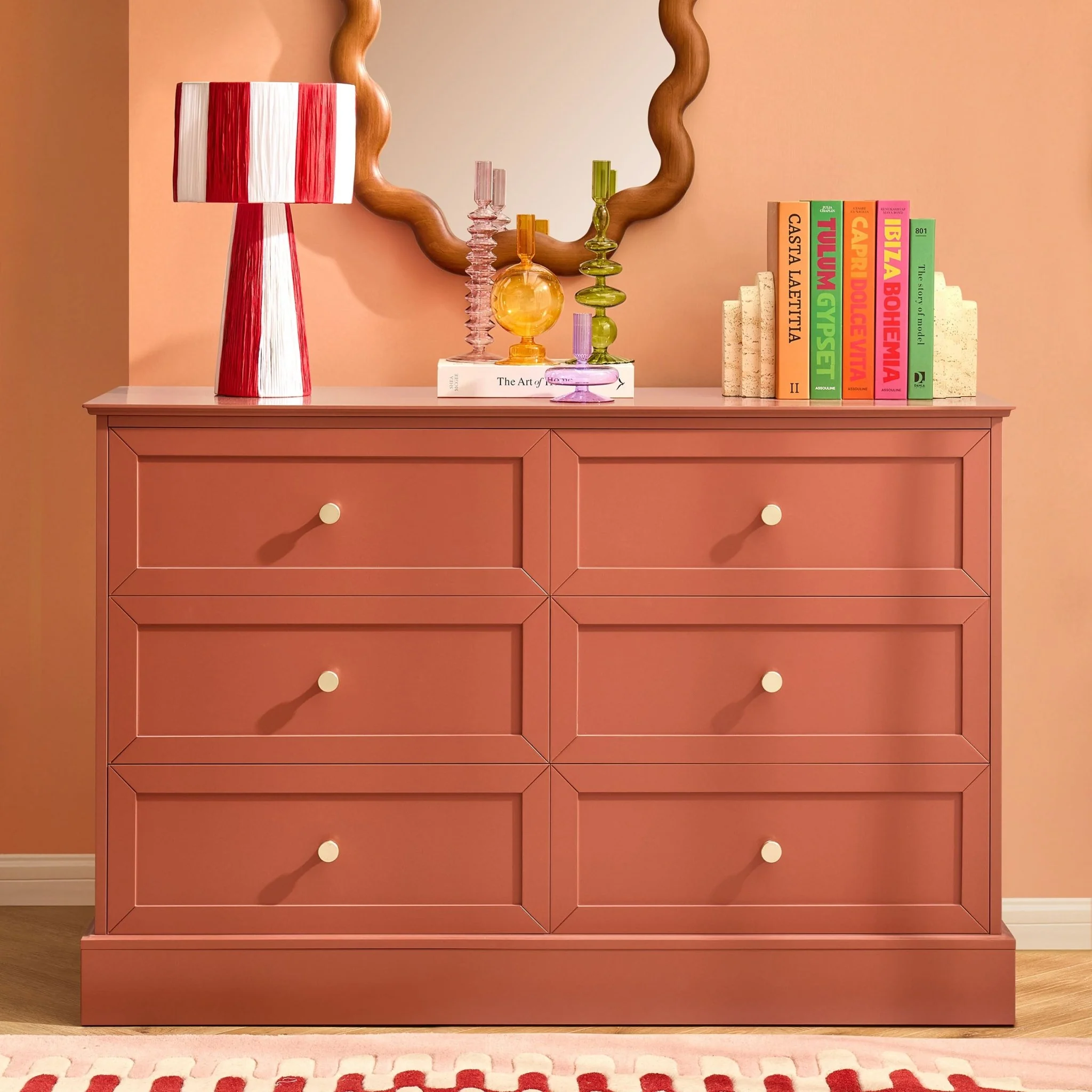 Ruby 6 Drawer Chest - Terracotta
