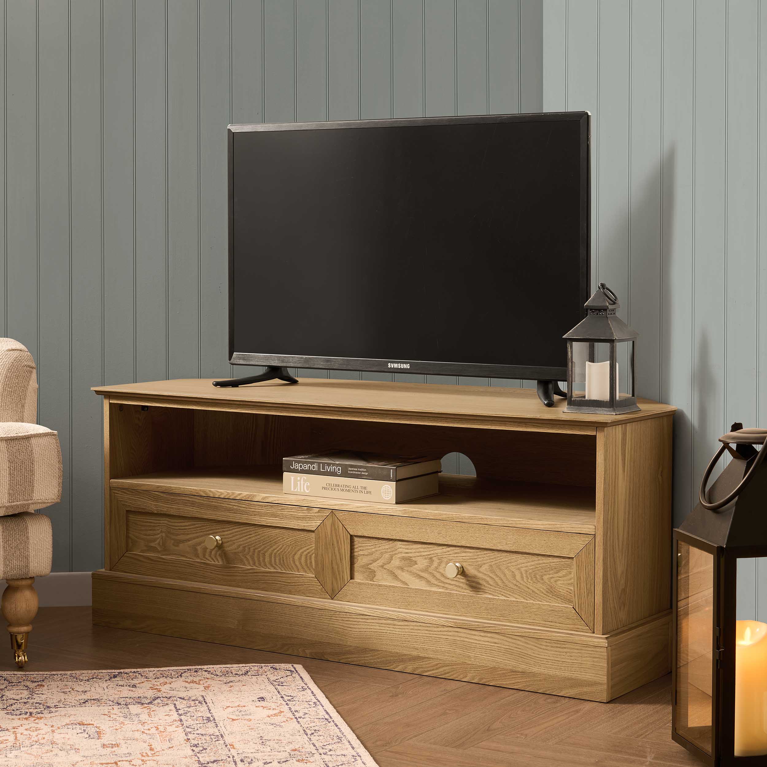 Ruby Corner TV Unit fot TVs up to 55"- Light Wood - Image 2
