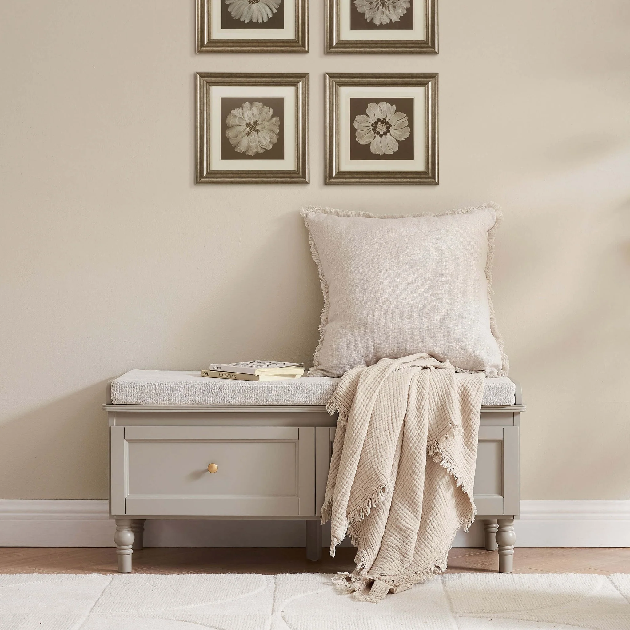 Ruby Storage Cupboard With Seat - Taupe - Image 2