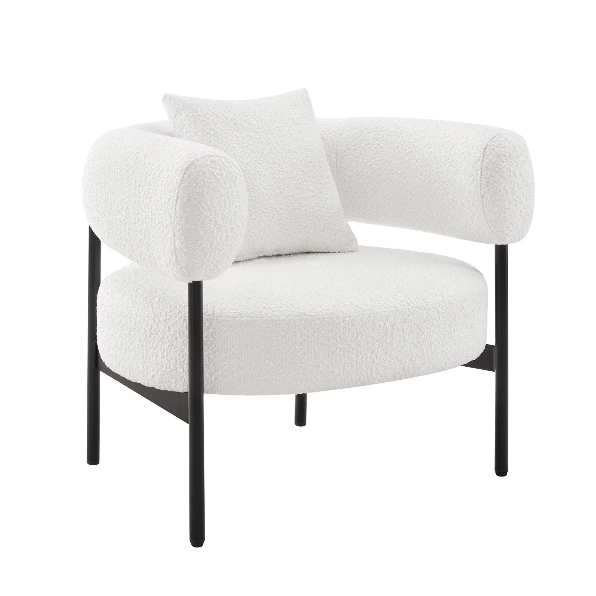 Sabrina Boucle Accent Chair - Off White - Image 3