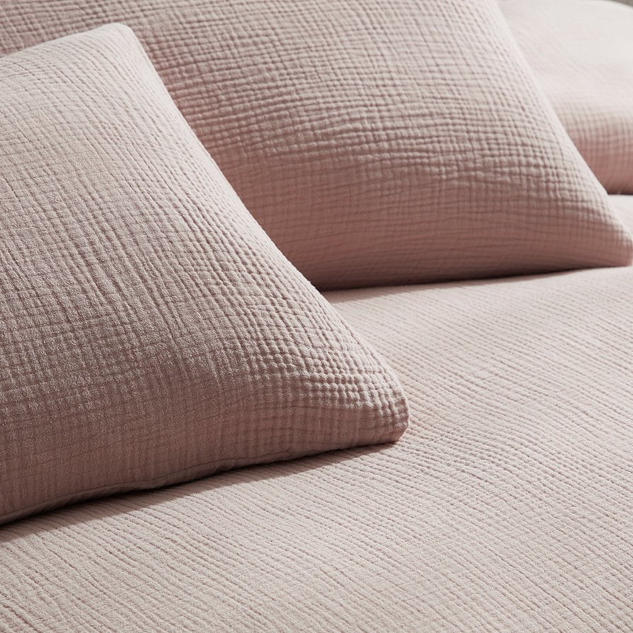 Santorini Muslin Duvet Cover & Pillowcase Set - Blush Pink - Image 10