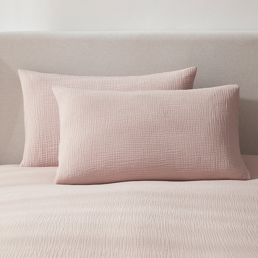 Santorini Muslin Duvet Cover & Pillowcase Set - Blush Pink - Image 11