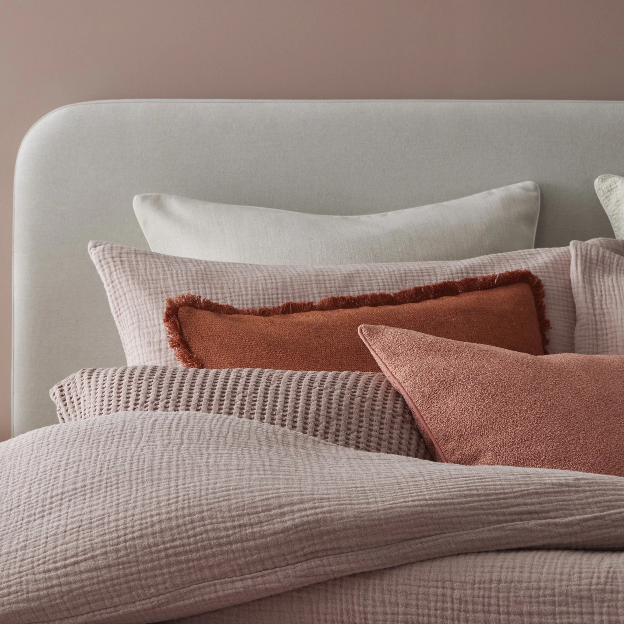 Santorini Muslin Duvet Cover & Pillowcase Set - Blush Pink - Image 3