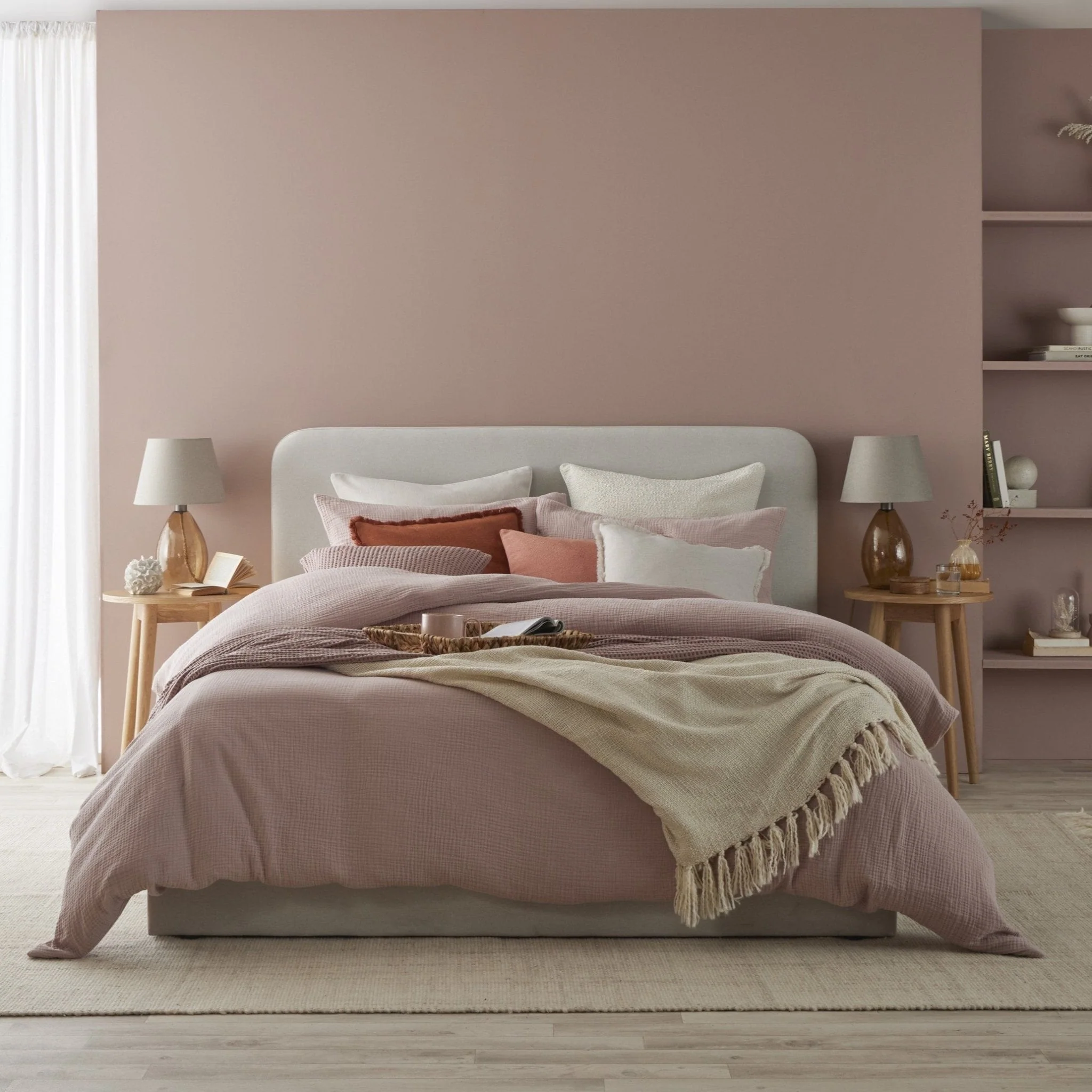 Santorini Muslin Duvet Cover & Pillowcase Set - Blush Pink - Image 6