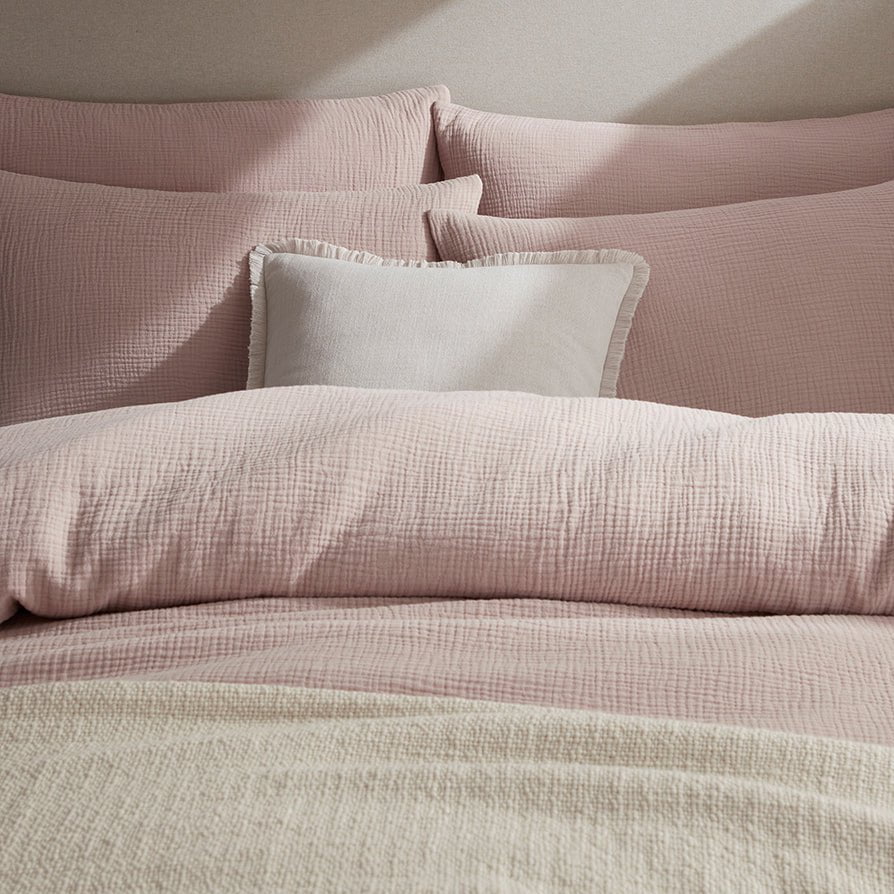 Santorini Muslin Duvet Cover & Pillowcase Set - Blush Pink - Image 7