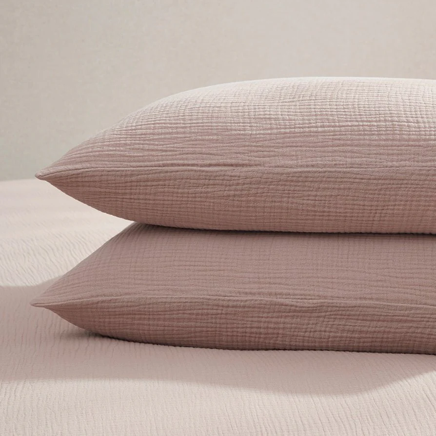 Santorini Muslin Duvet Cover & Pillowcase Set - Blush Pink - Image 9