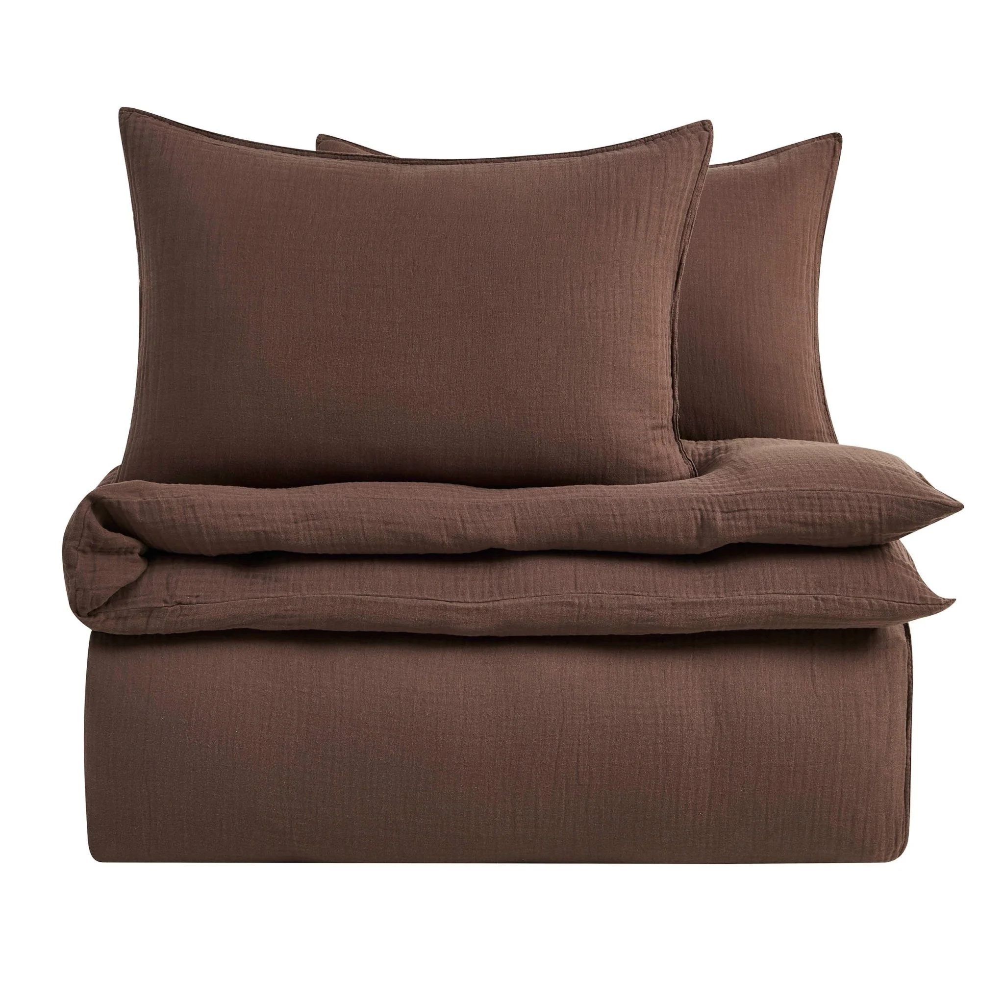 Santorini Muslin Duvet Cover & Pillowcase Set - Mocha - Image 11