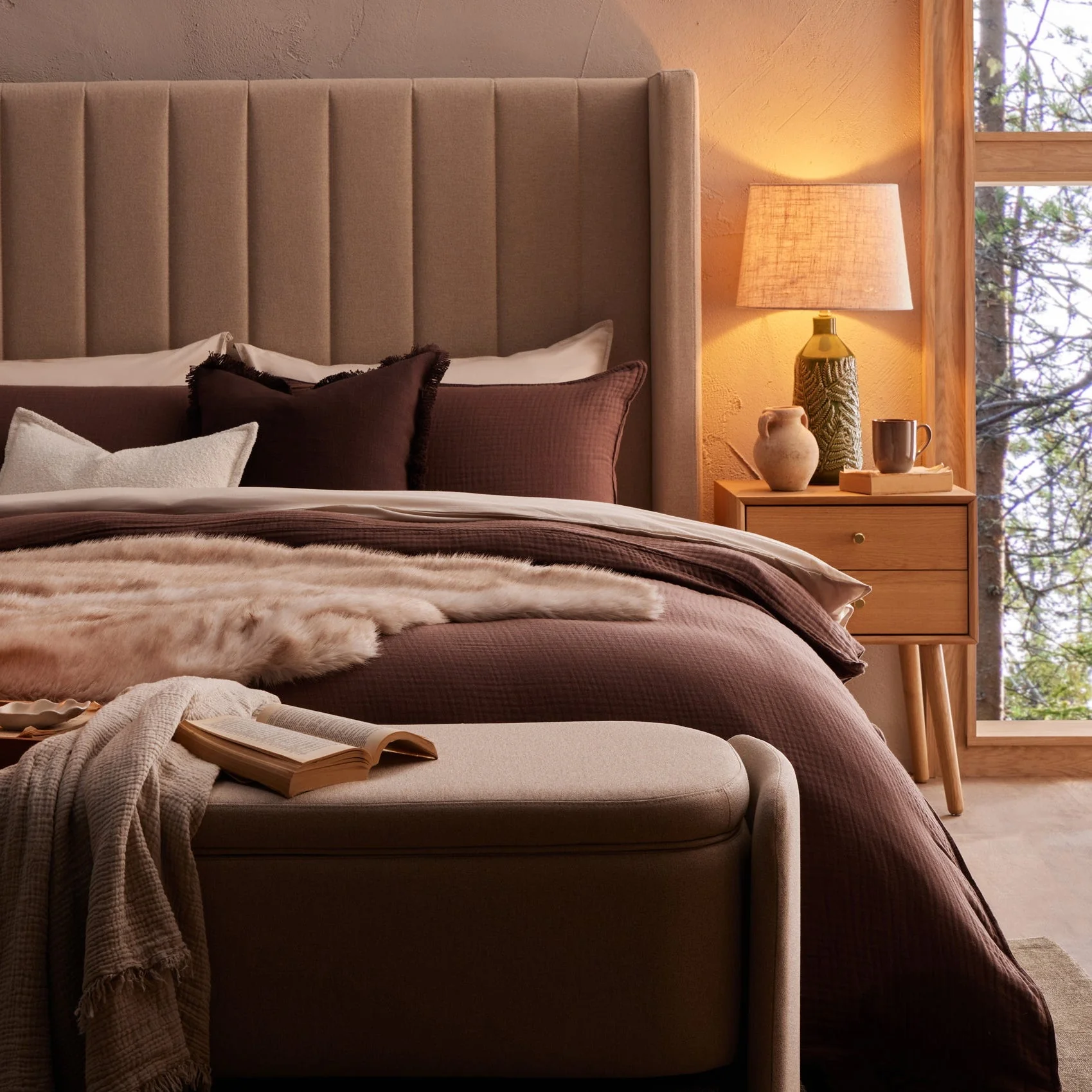 Santorini Muslin Duvet Cover & Pillowcase Set - Mocha - Image 3