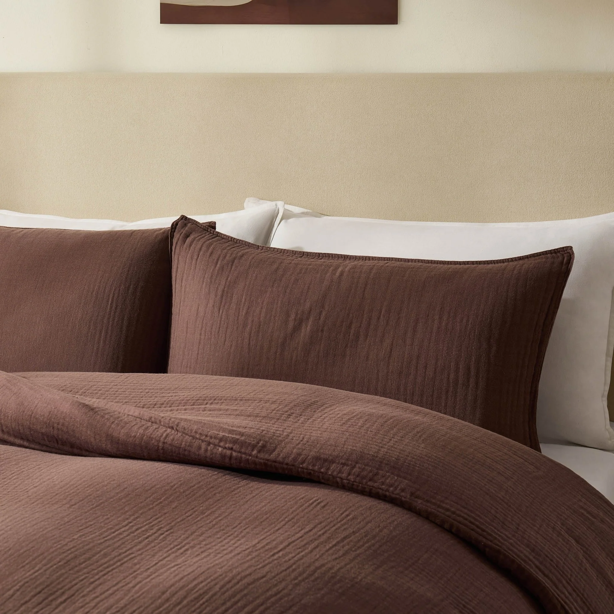 Santorini Muslin Duvet Cover & Pillowcase Set - Mocha - Image 6