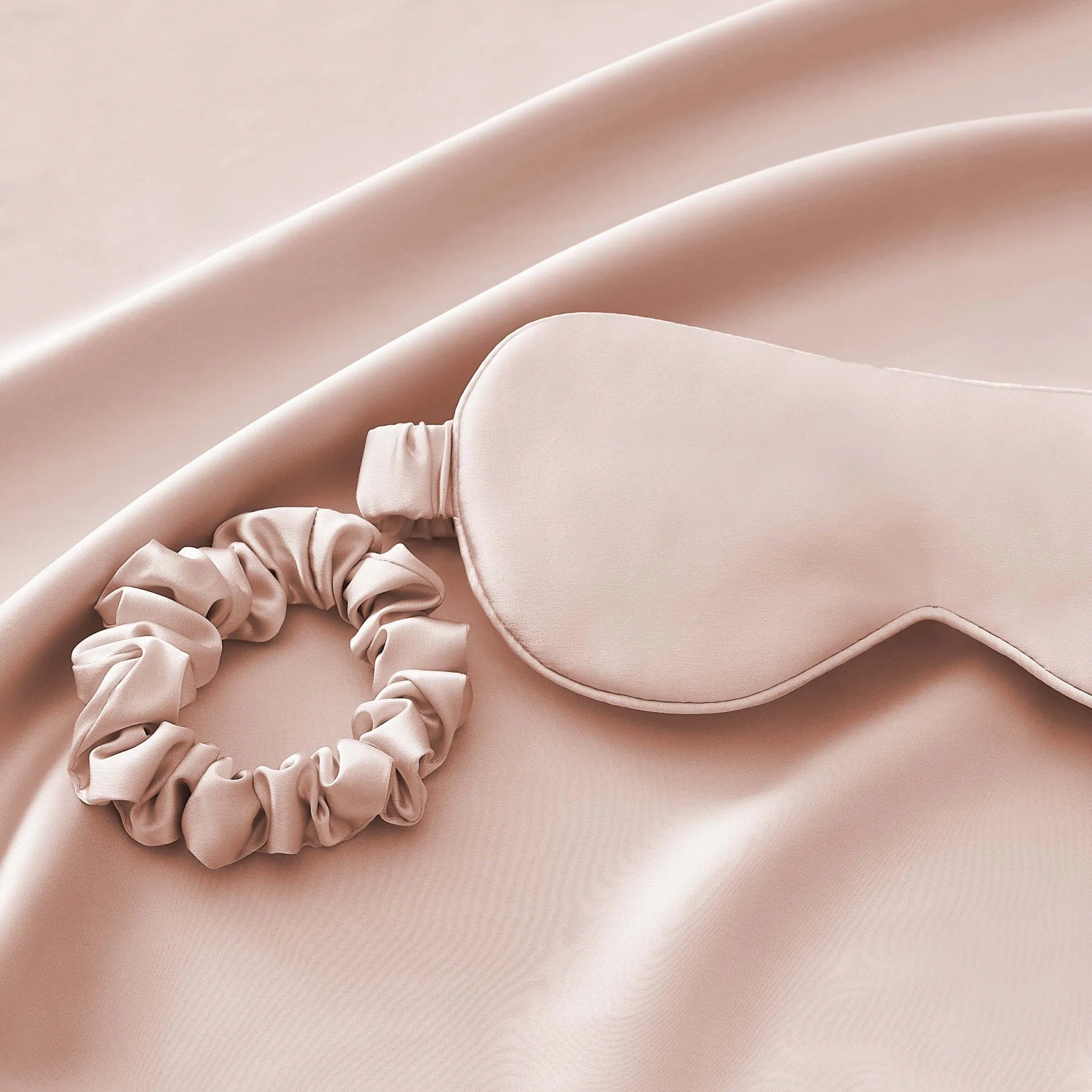 Satin Pillowcase, Eye Mask and Hair Tie Gift Set - Pink