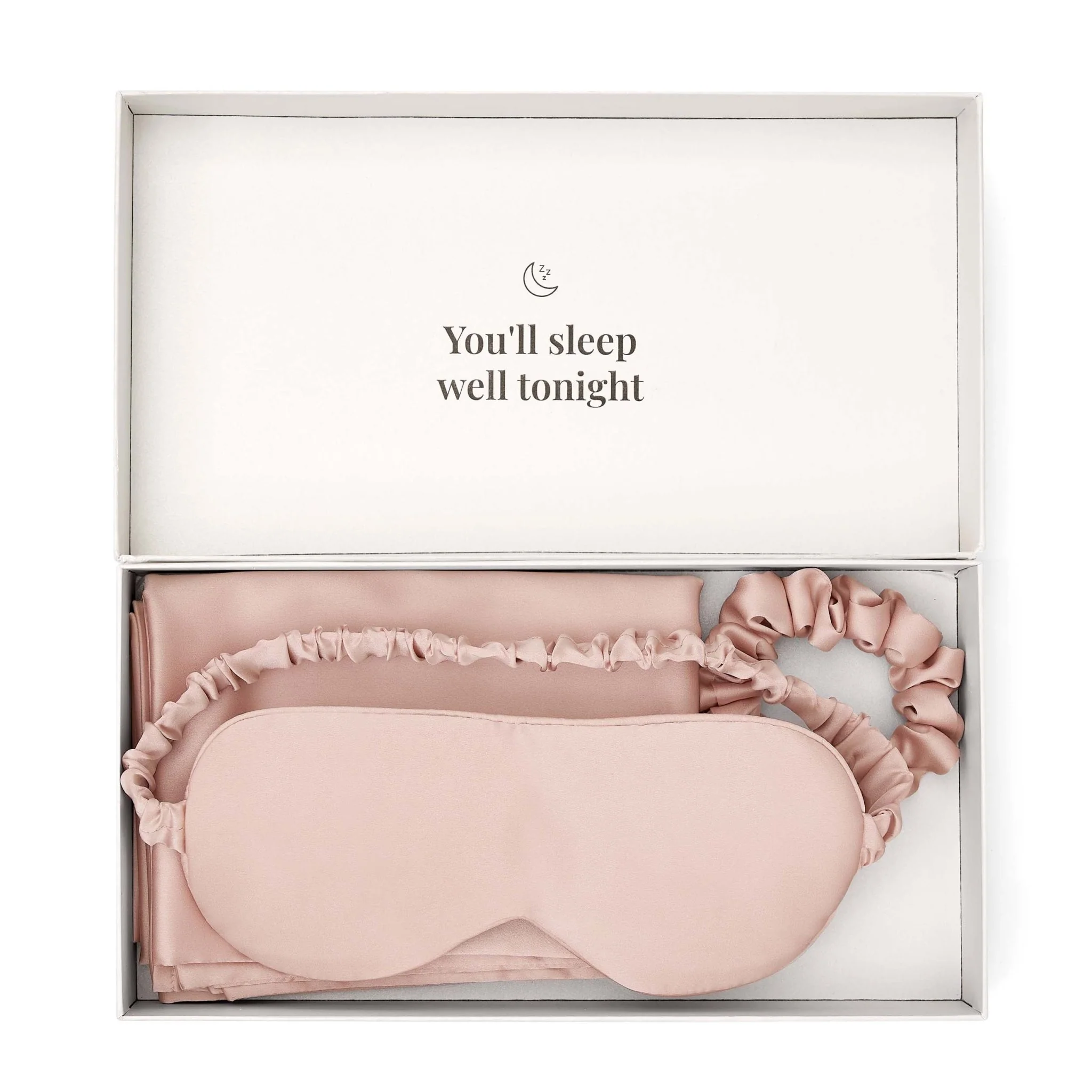 Satin Pillowcase, Eye Mask and Hair Tie Gift Set - Pink - Image 2