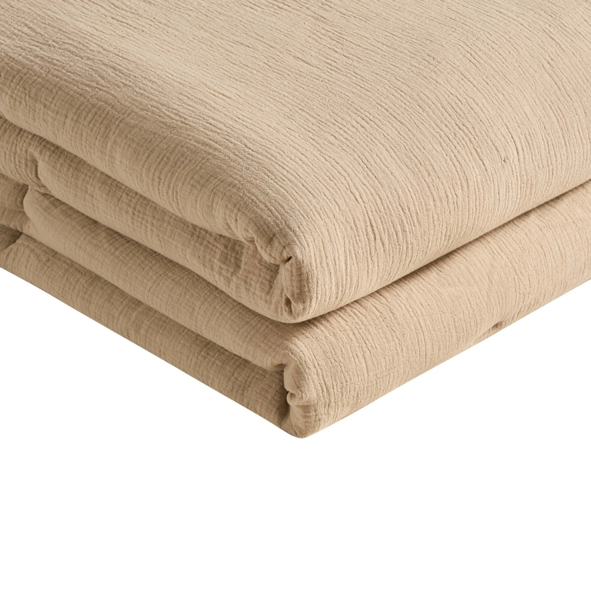 Savannah Four Layer Quilted Tufted Muslin Bedspread - Oat - Image 3