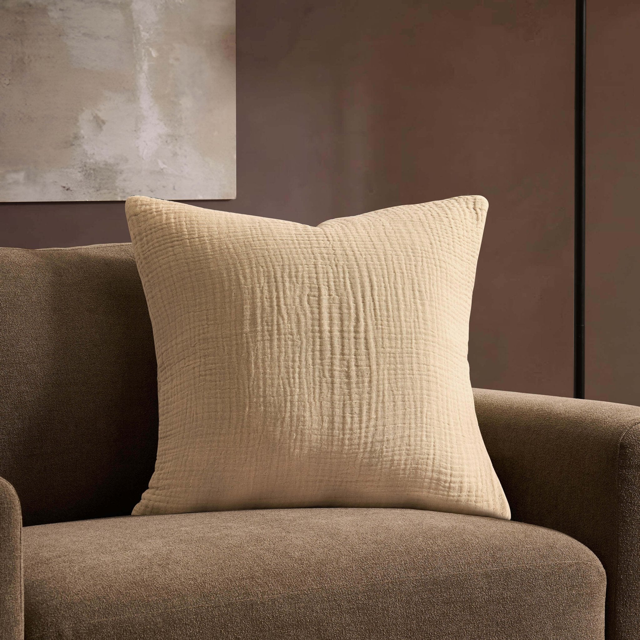 Savannah Set of 2 Tufted Muslin Sofa Cushion Cover - Oat