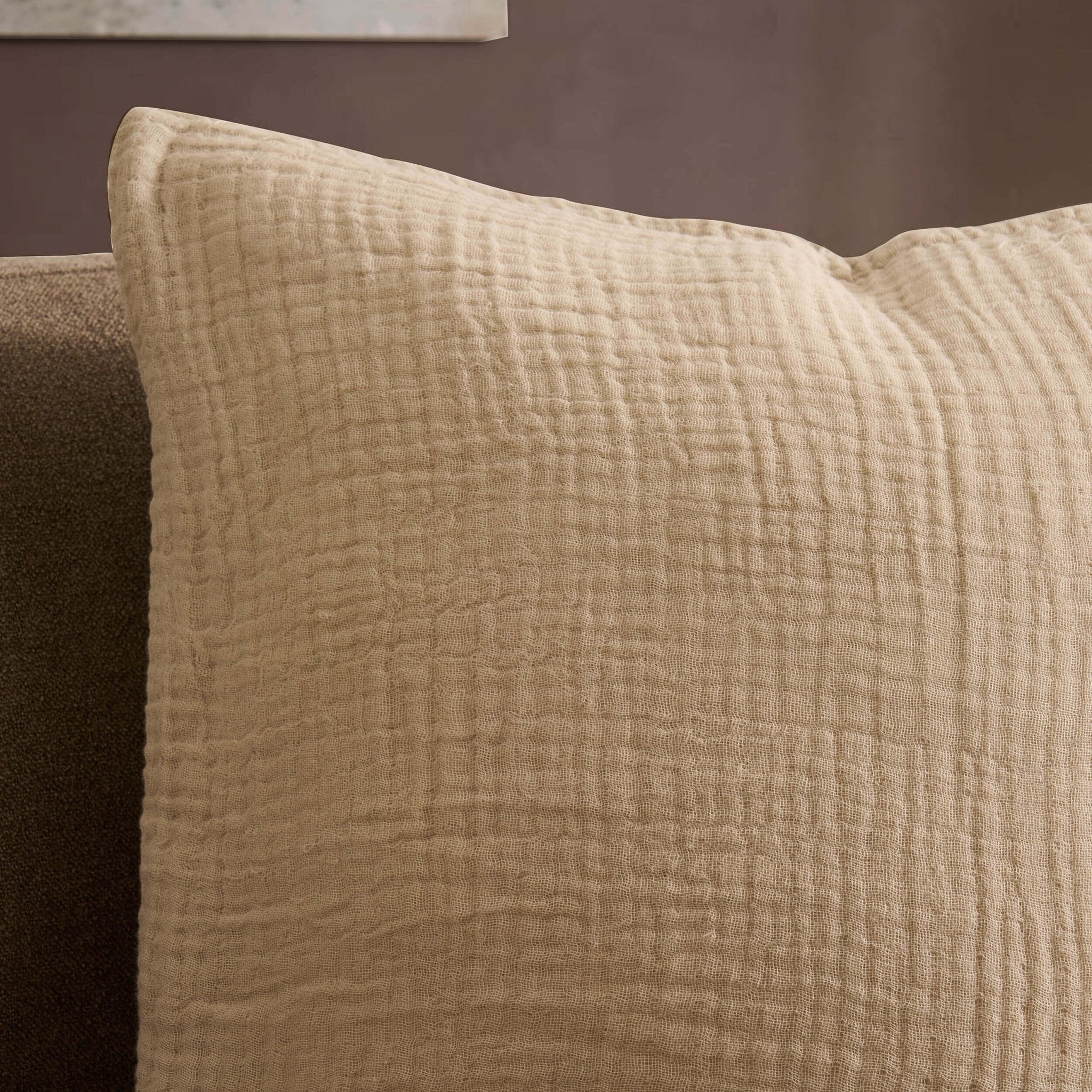 Savannah Set of 2 Tufted Muslin Sofa Cushion Cover - Oat - Image 2
