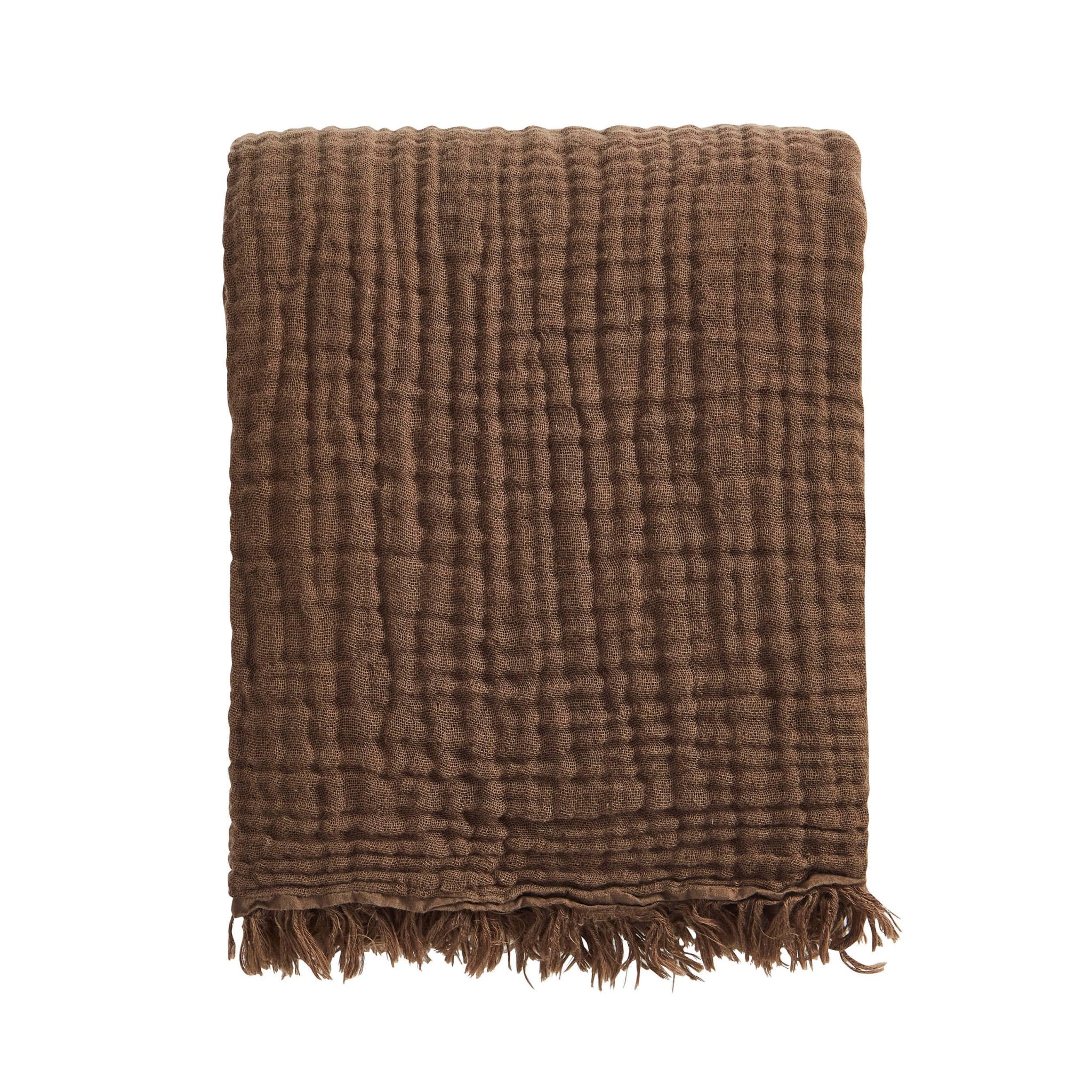 Savannah Four Layer Tufted Muslin Sofa Throw - Chocolate - Image 4