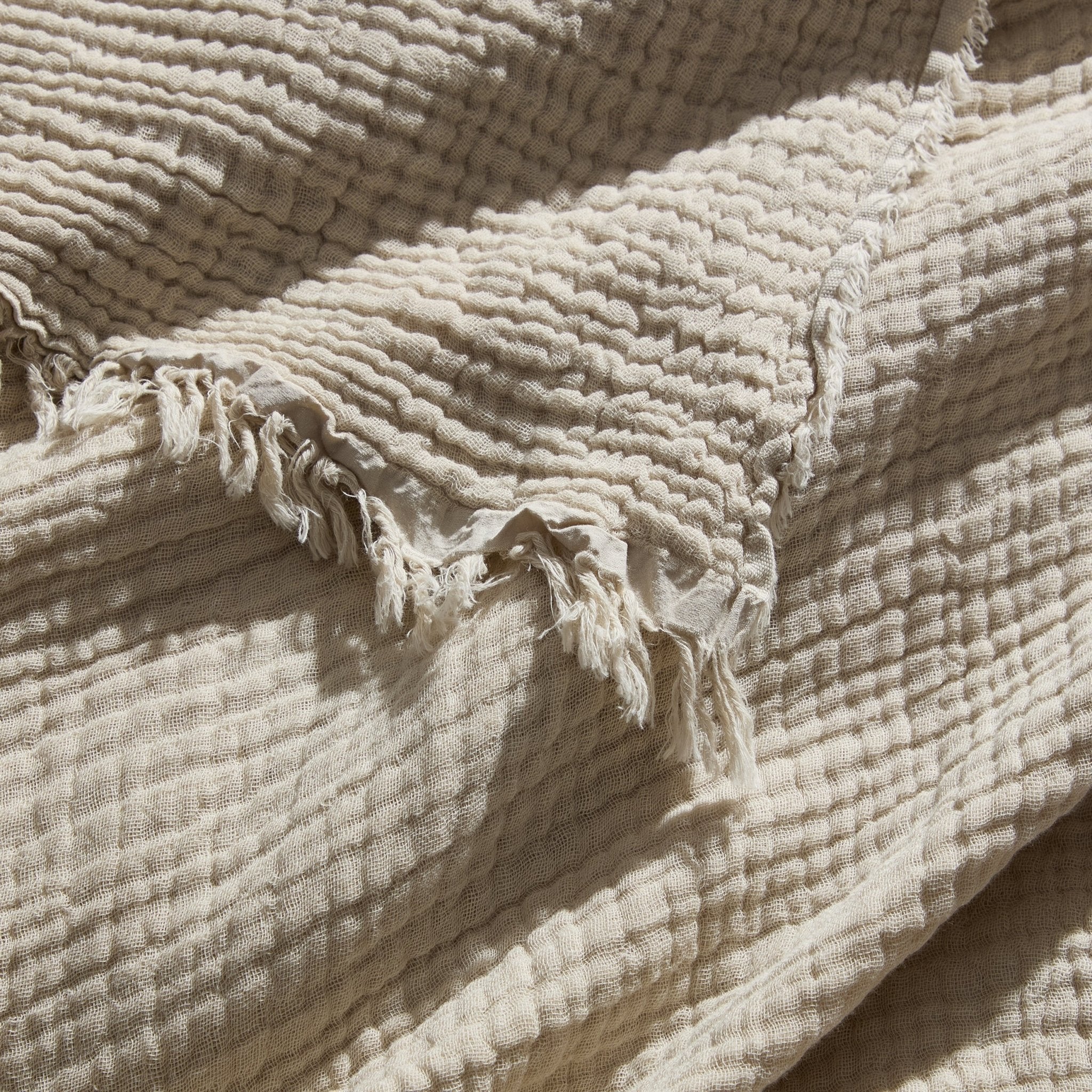Savannah Four Layer Tufted Muslin Sofa Throw - Oat - Image 2