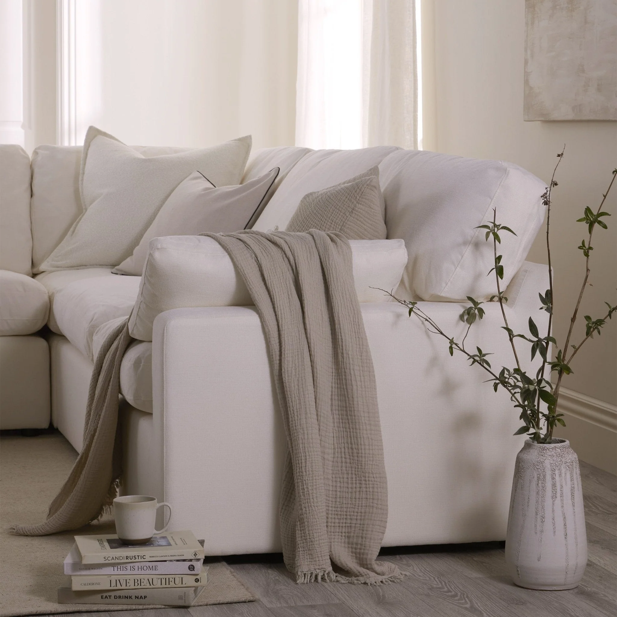 Savannah Four Layer Tufted Muslin Sofa Throw - Oat - Image 6