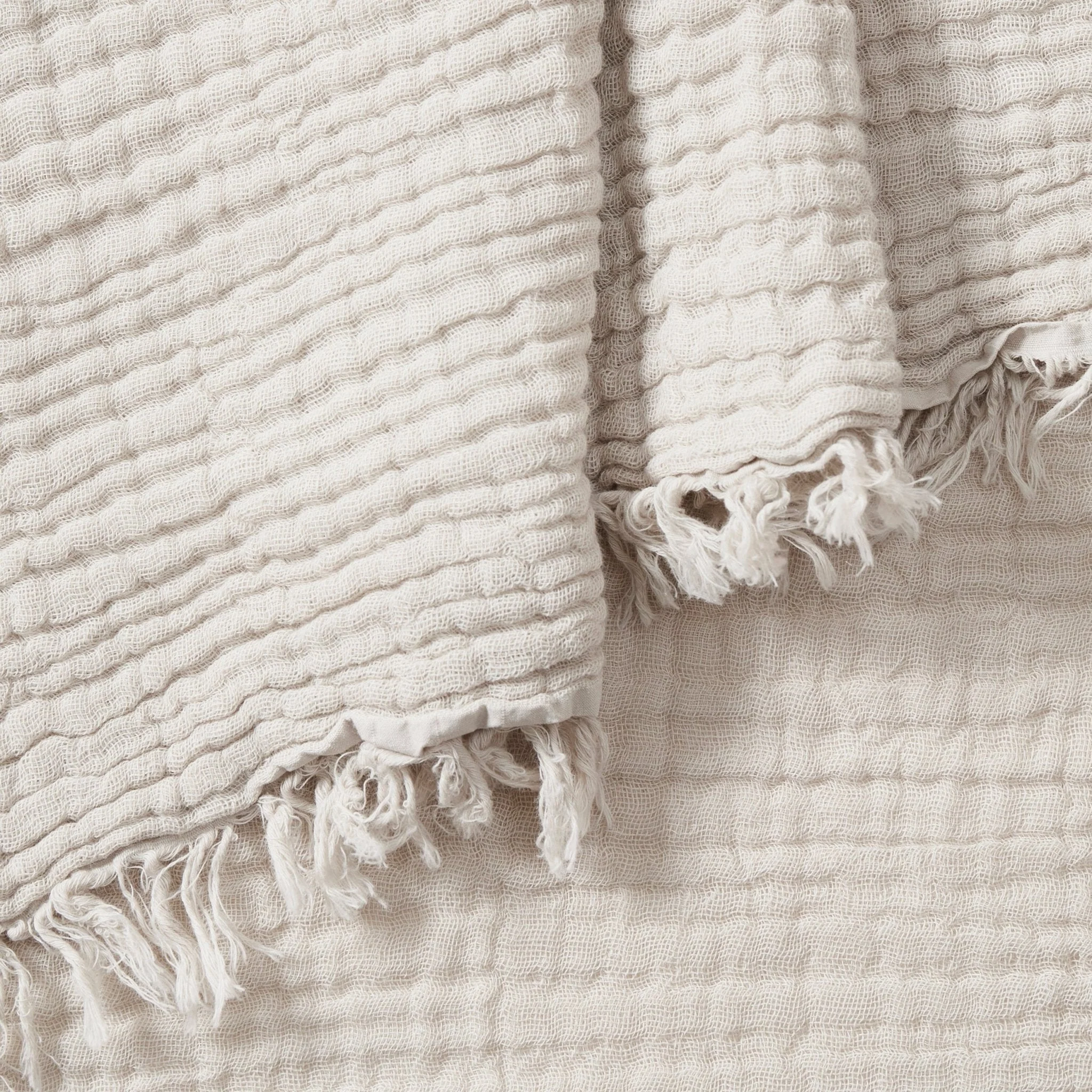 Savannah Four Layer Tufted Muslin Sofa Throw - Oat - Image 8