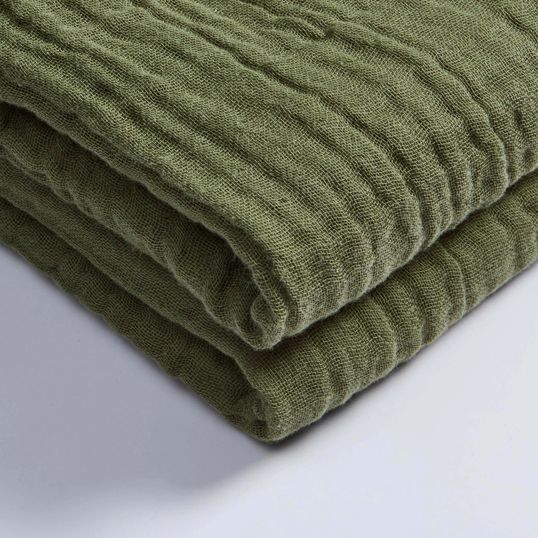 Savannah Four Layer Tufted Muslin Sofa Throw - Olive Green - Image 4