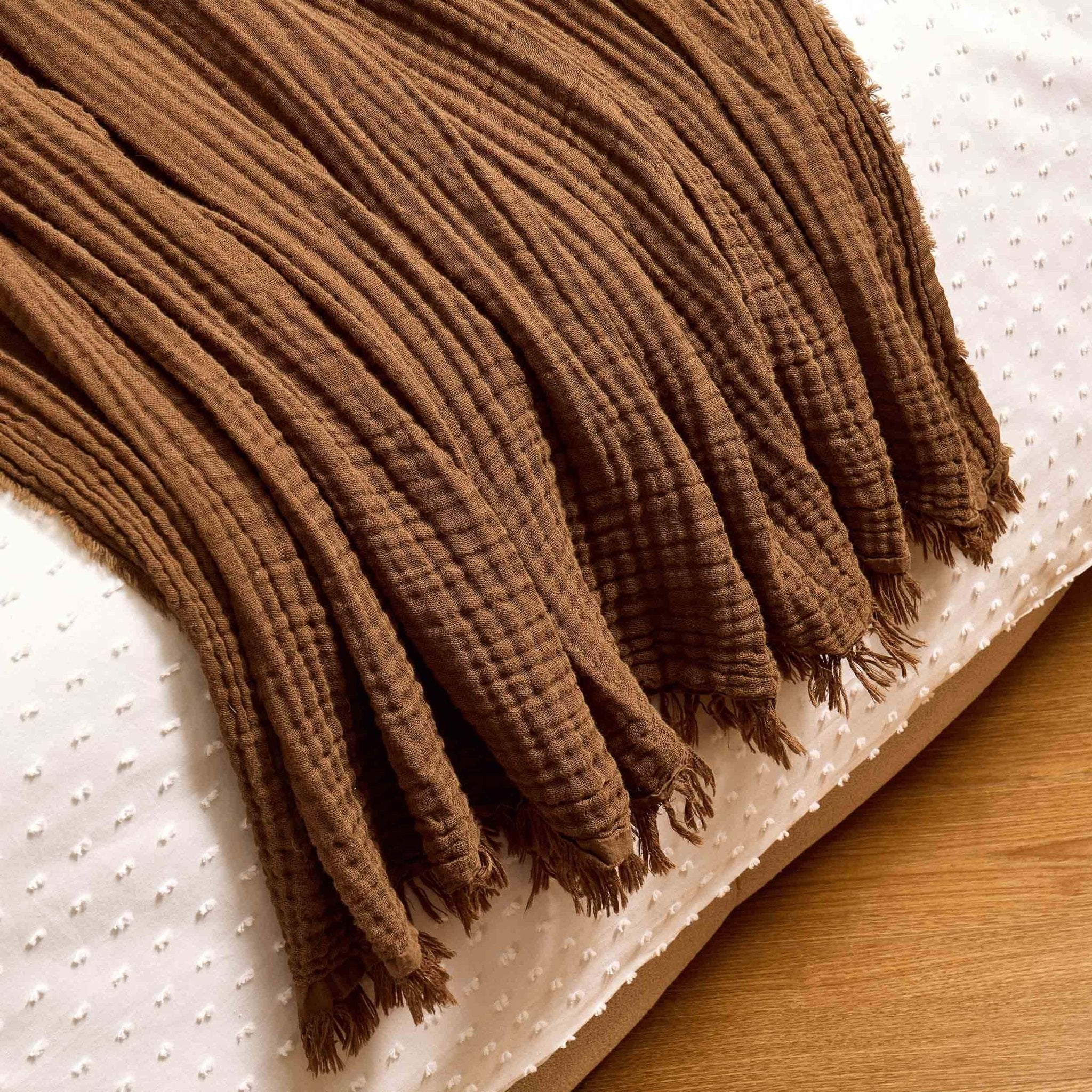 Savannah Four Layer Tufted Muslin Throw - Chocolate - Image 2