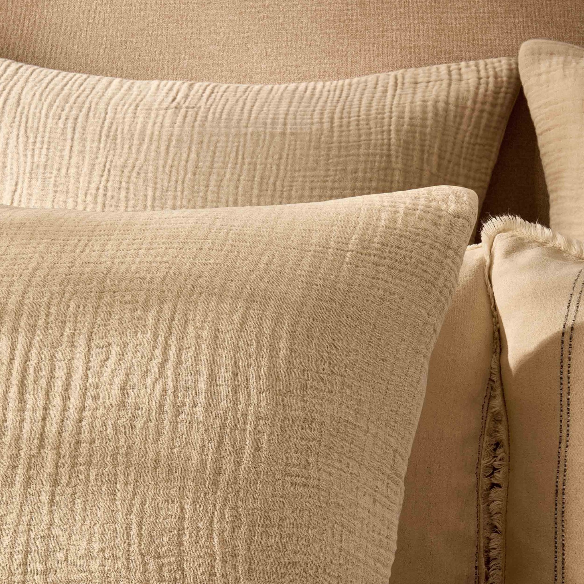 Savannah Set of 2 Tufted Muslin Cushion Cover - Oat - Image 2