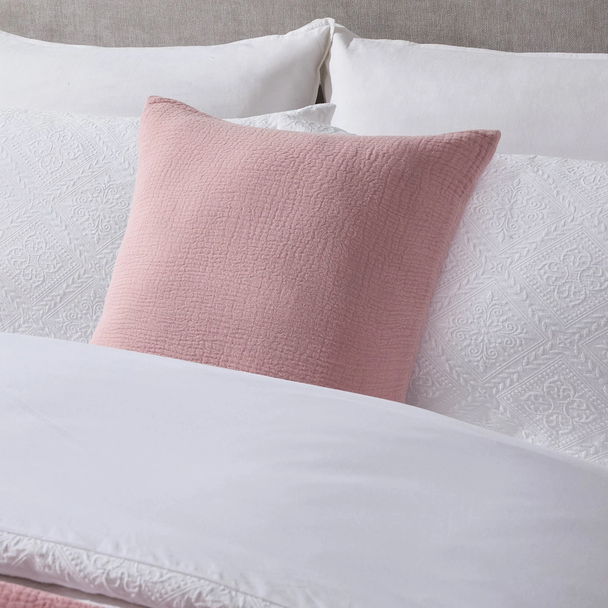 Savannah Set of 2 Tufted Muslin Cushion Cover - Rose