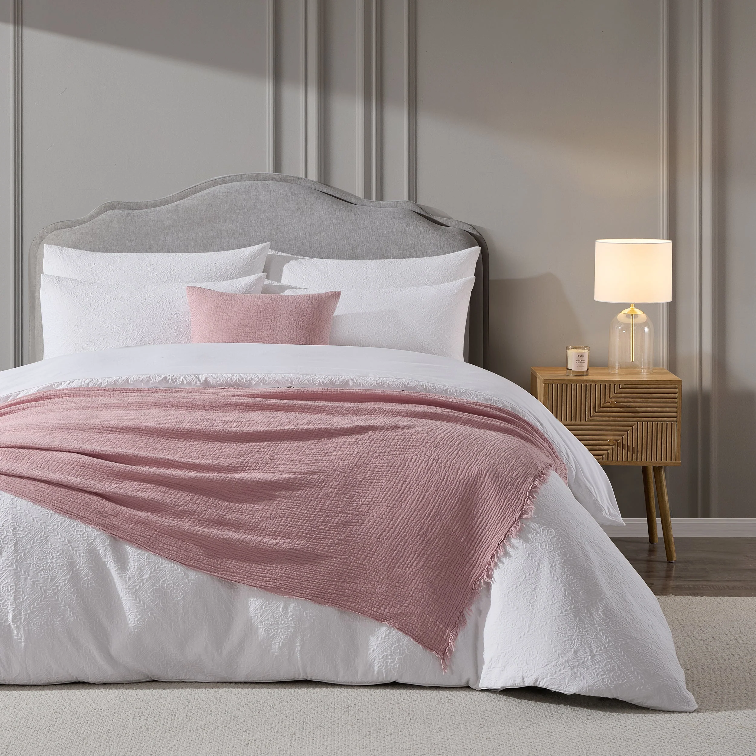 Savannah Set of 2 Tufted Muslin Cushion Cover - Rose - Image 2