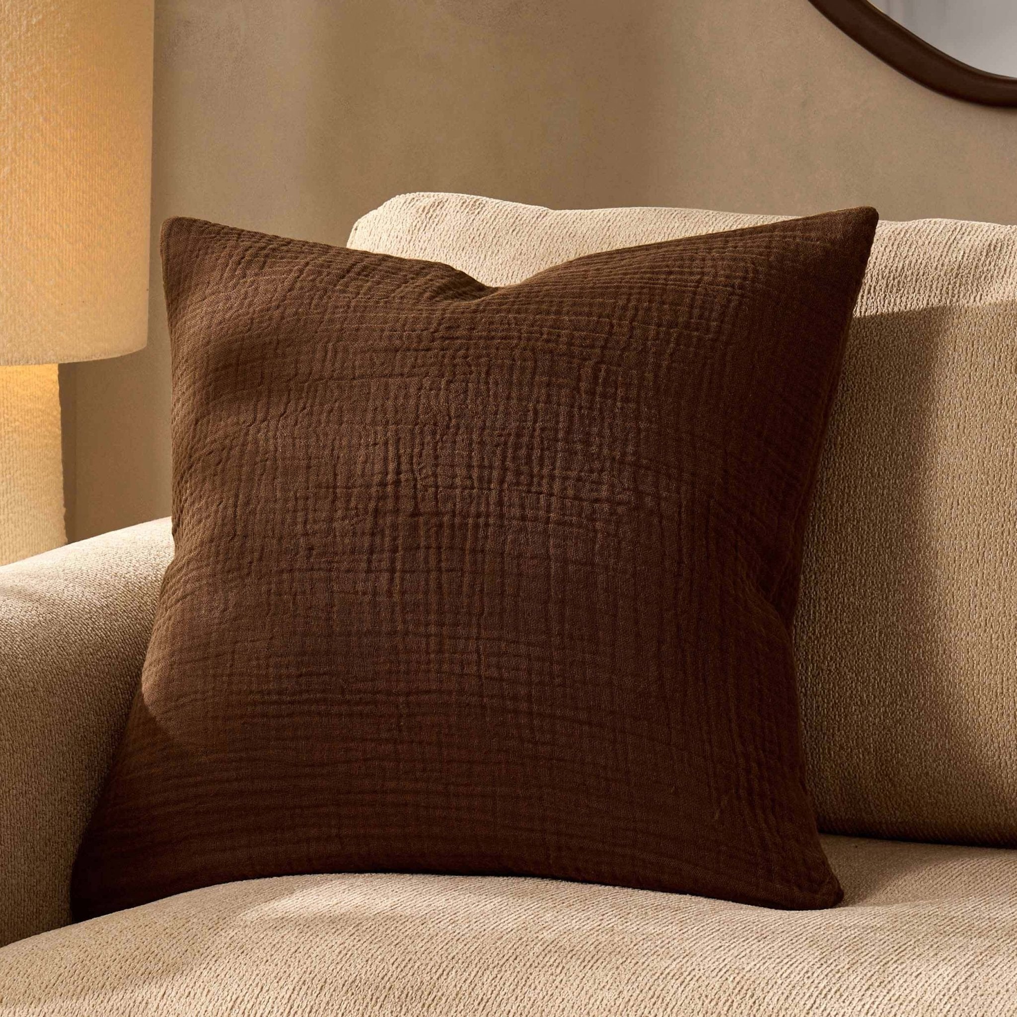 Savannah Set of 2 Tufted Muslin Sofa Cushion Covers - Chocolate
