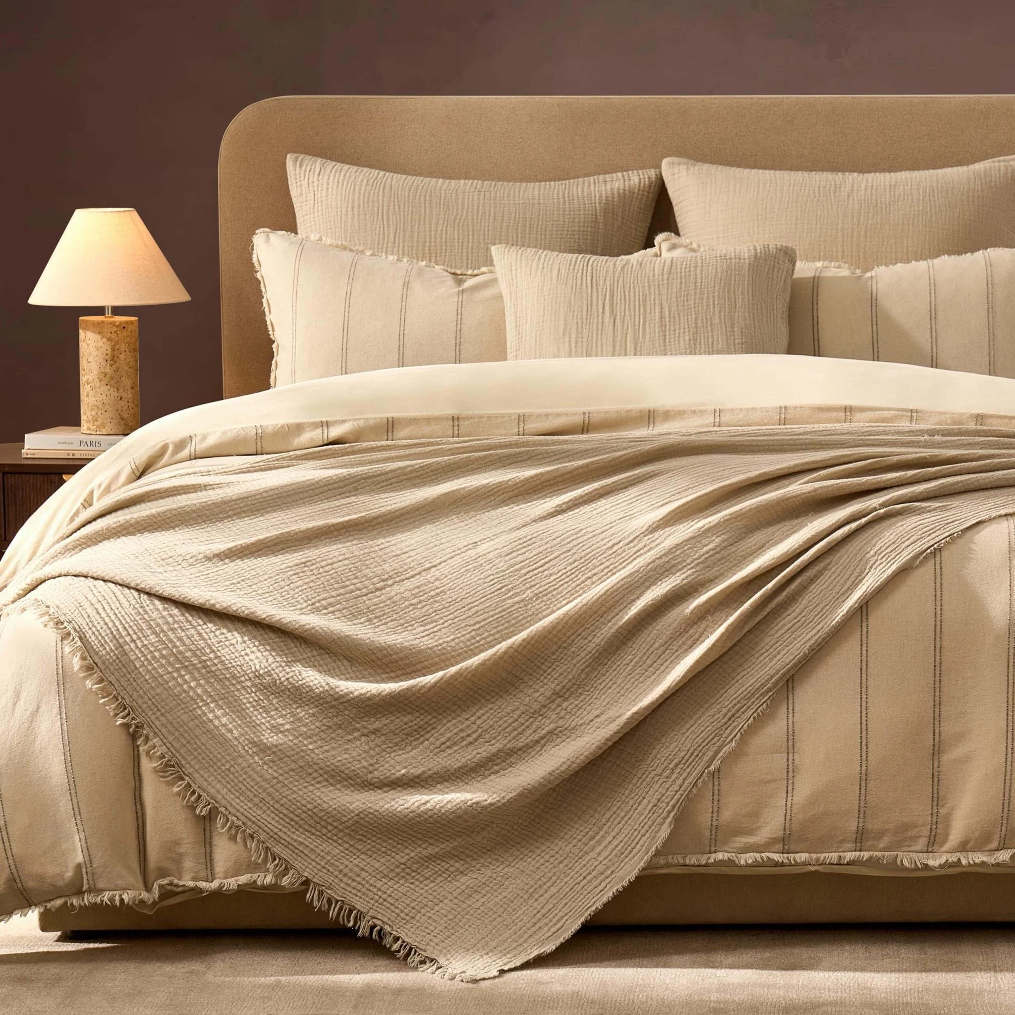 Savannah Tufted Muslin Throw - Oat