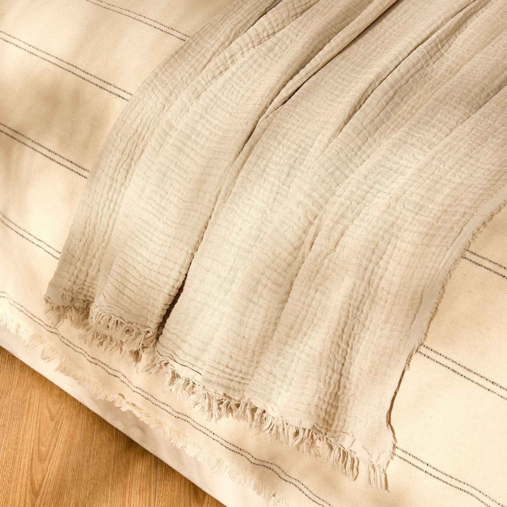 Savannah Tufted Muslin Throw - Oat - Image 2