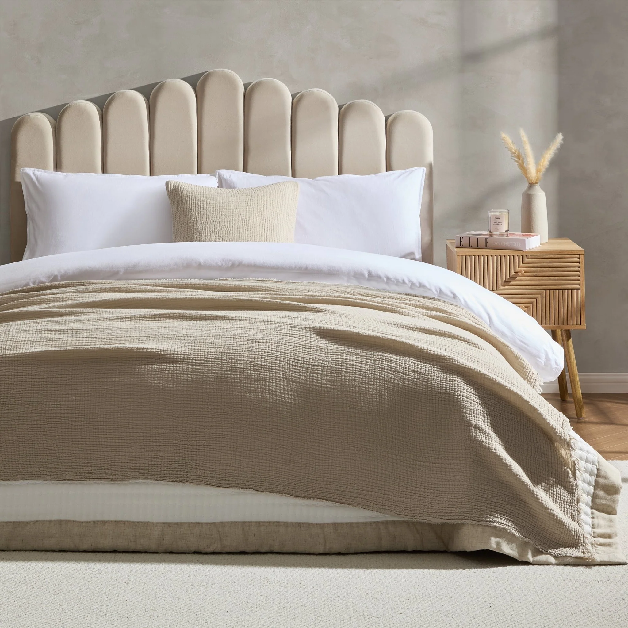 Savannah Tufted Muslin Throw - Oat - Image 6