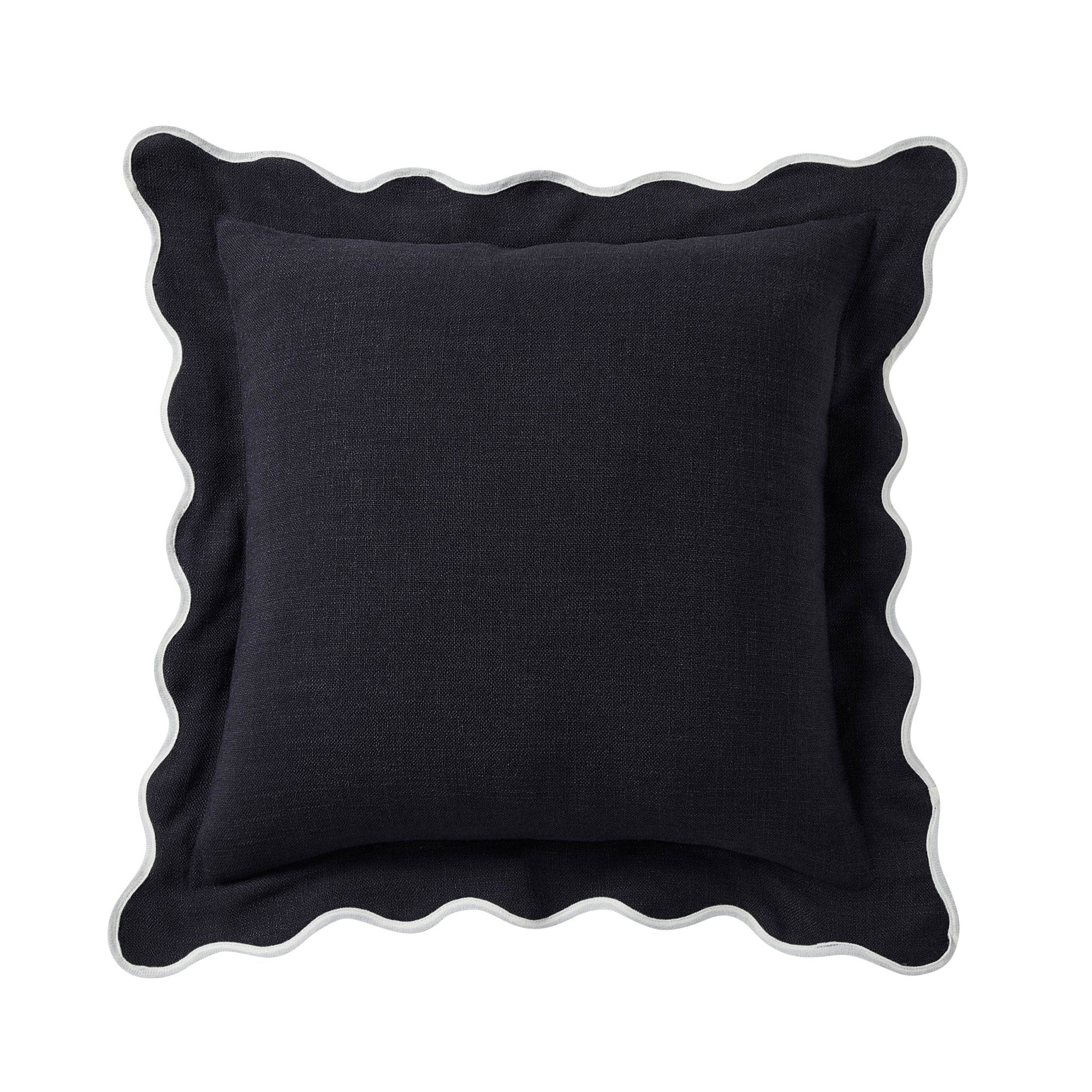 Scallop Contrast Edge Sofa Cushion Cover - Black/White - Image 3