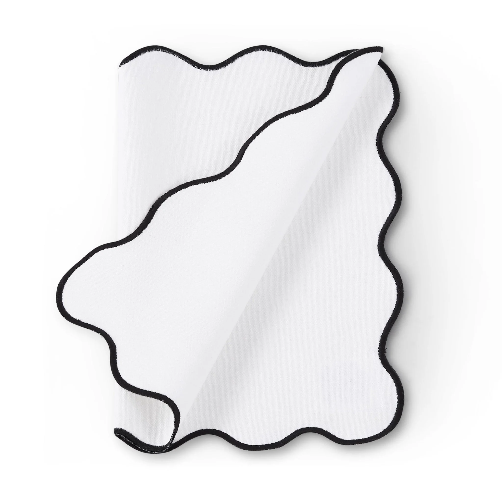 Scallop Edge Set of 4 Placemats - Off White/Black - Image 6