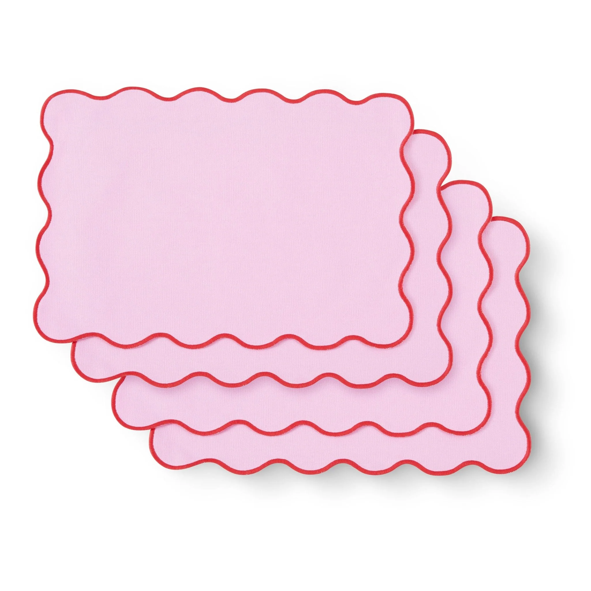 Scallop Edge Set of 4 Placemats - Pink/Red - Image 4