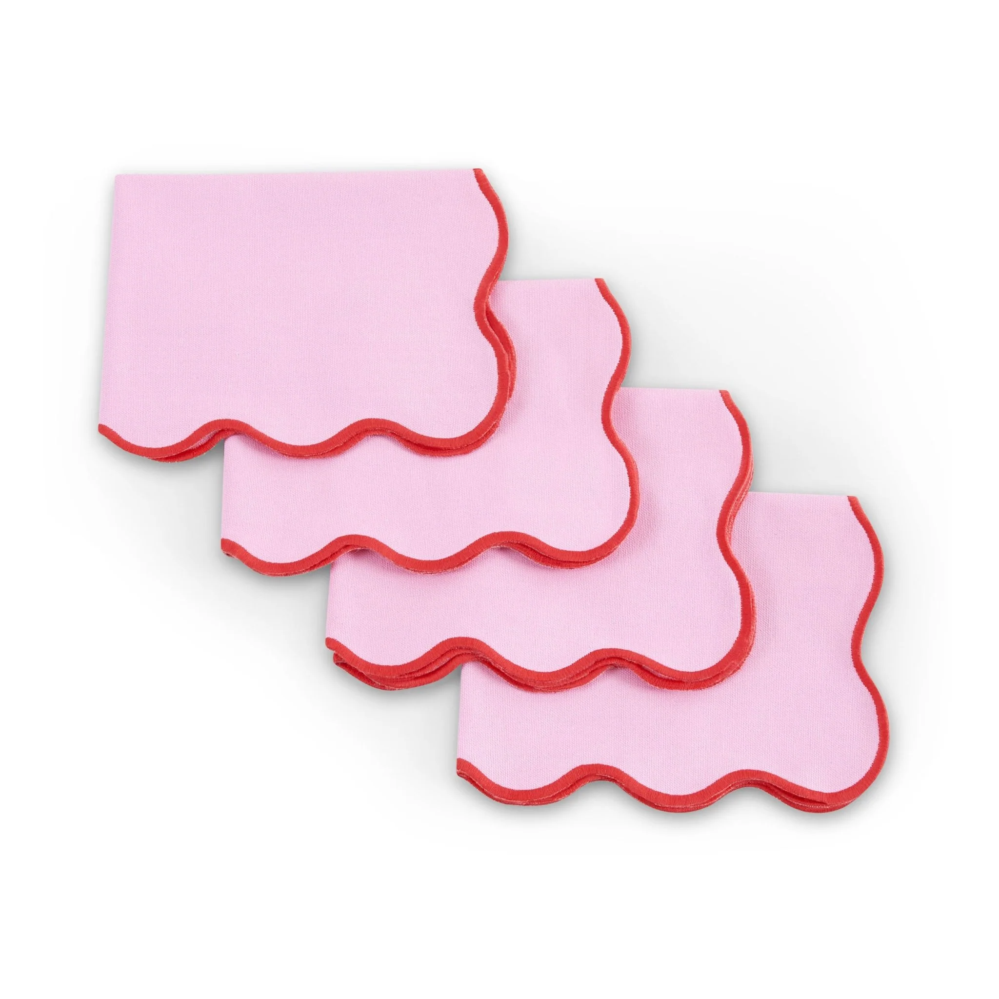 Scallop Edge Set of 4 Placemats - Pink/Red - Image 5