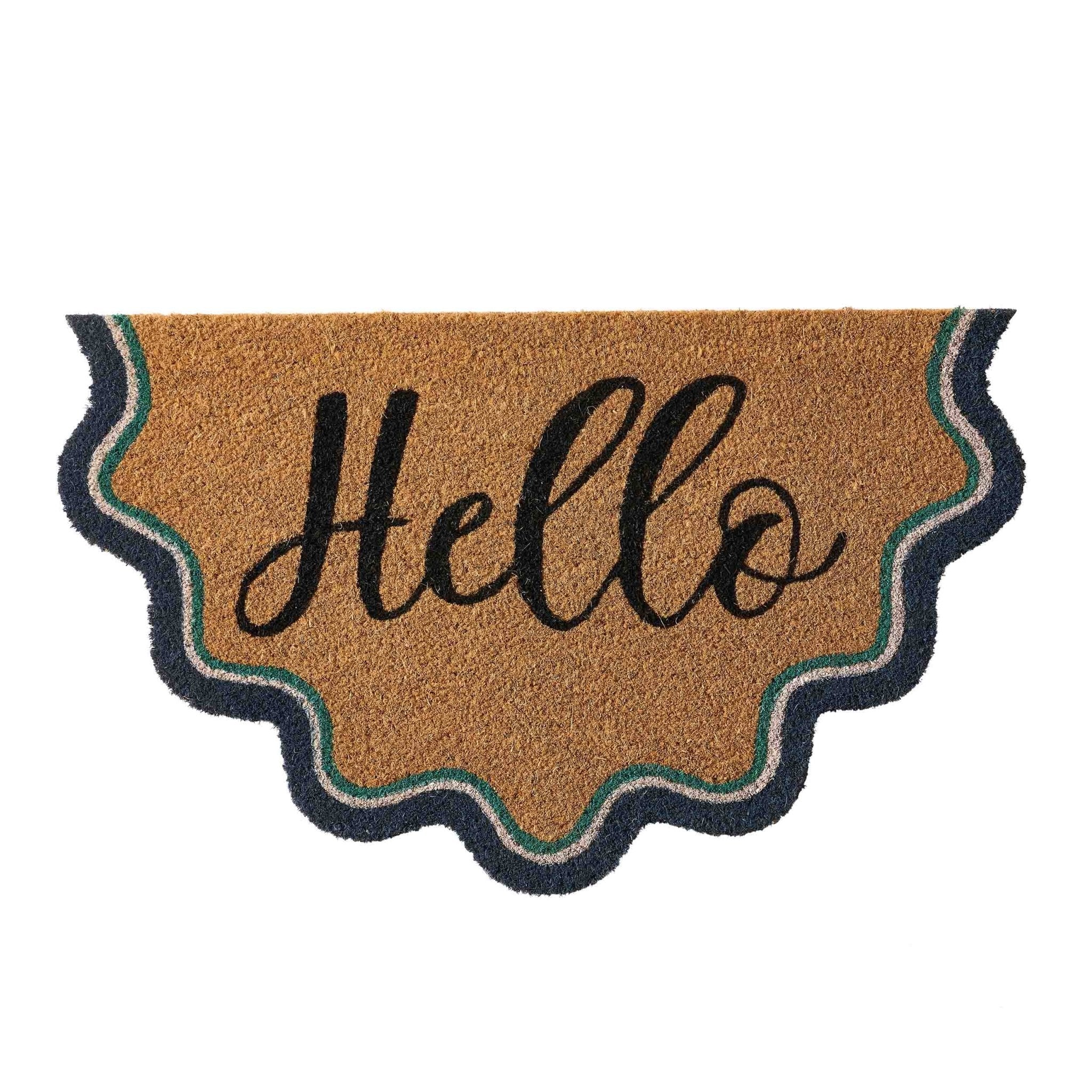 Scallop Hello Doormat - Natural/ Blue - Image 2