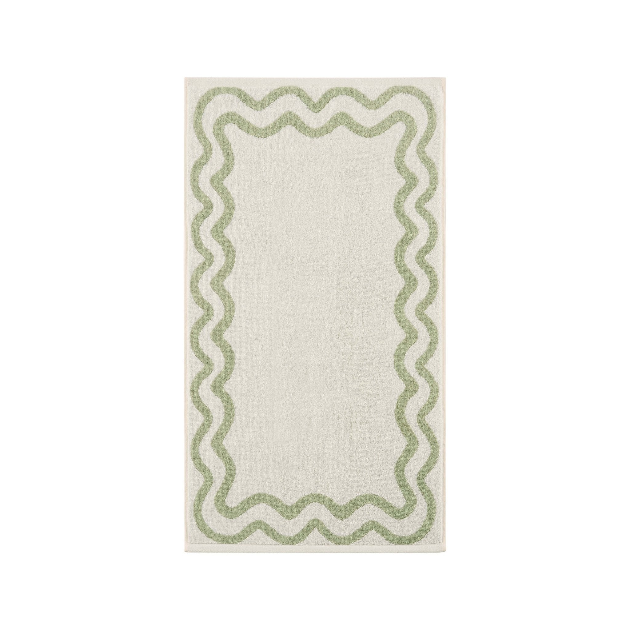 Scalloped Cotton Towels - Off-White/Olive - Image 6