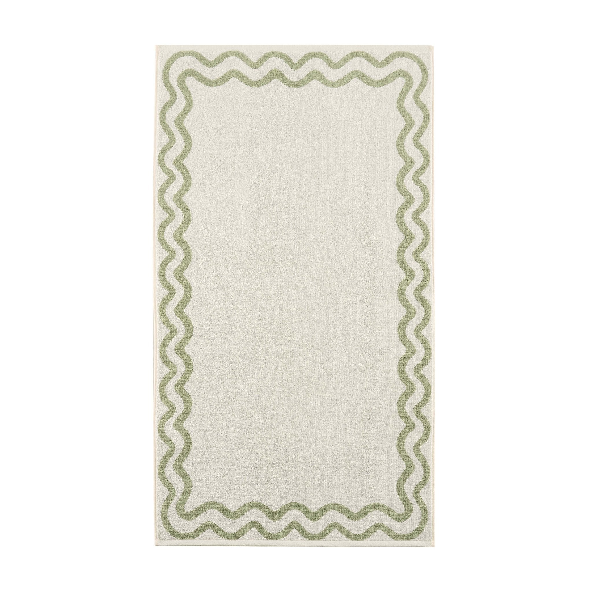 Scalloped Cotton Towels - Off-White/Olive - Image 7